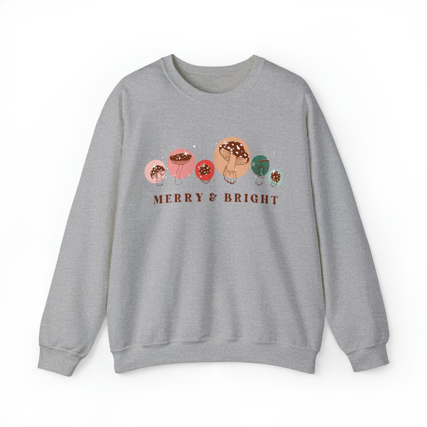 MERRY & BRIGHT MUSHROOM SWEATSHIRT | PINK & GREEN