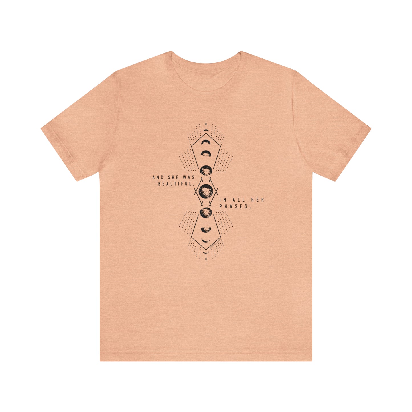 'AND SHE WAS BEAUTIFUL IN ALL HER PHASES' MOON PHASE WOMENS T-SHIRT