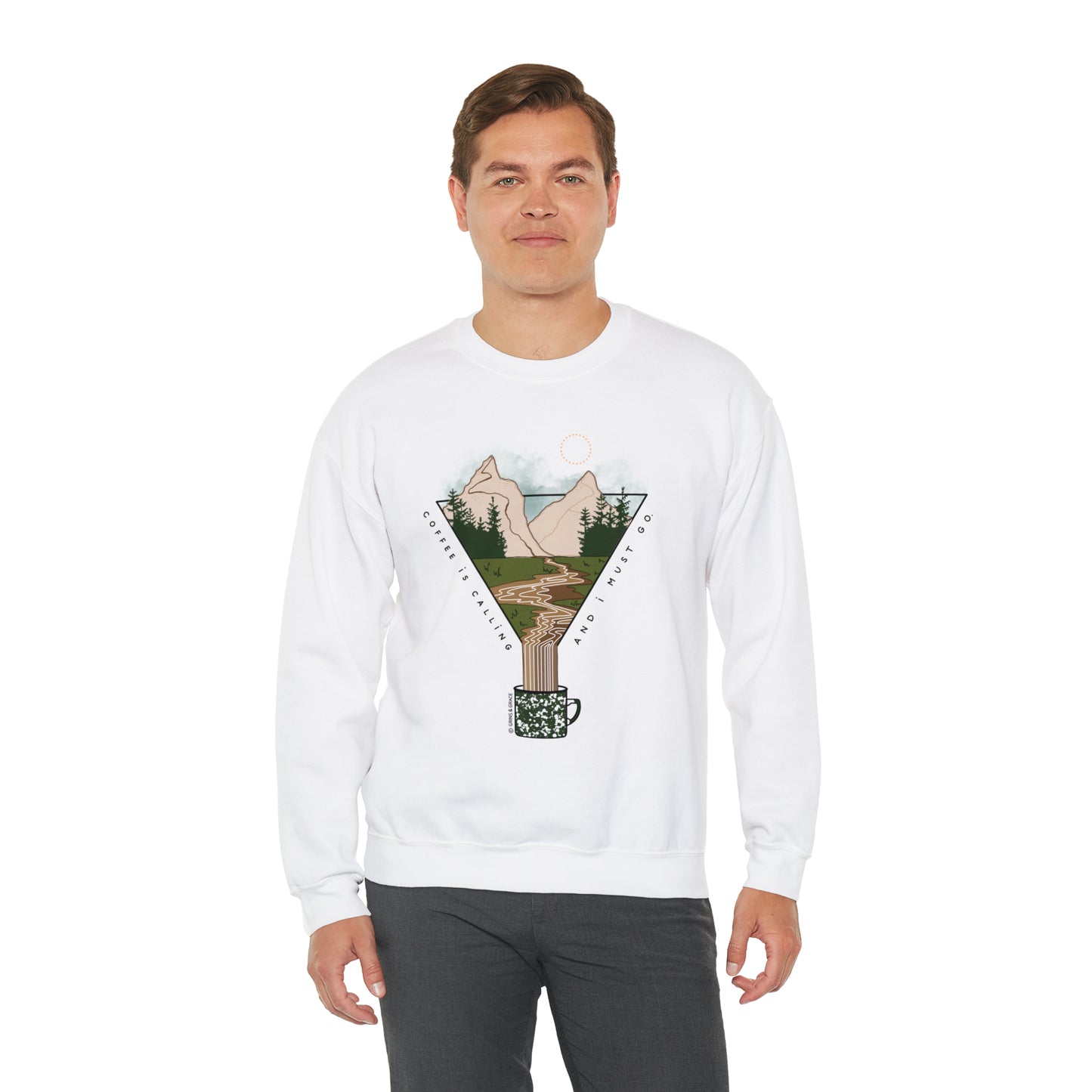 'COFFEE IS CALLING AND I MUST GO' UNISEX SWEATSHIRT | FULL COLOR