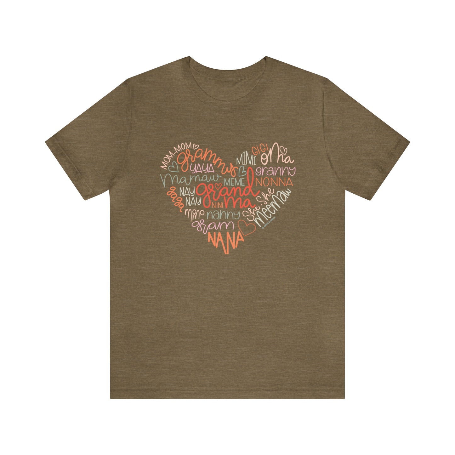 'HEART OF A GRANDMA' GRANDMA T-SHIRT | FULL COLOR INK