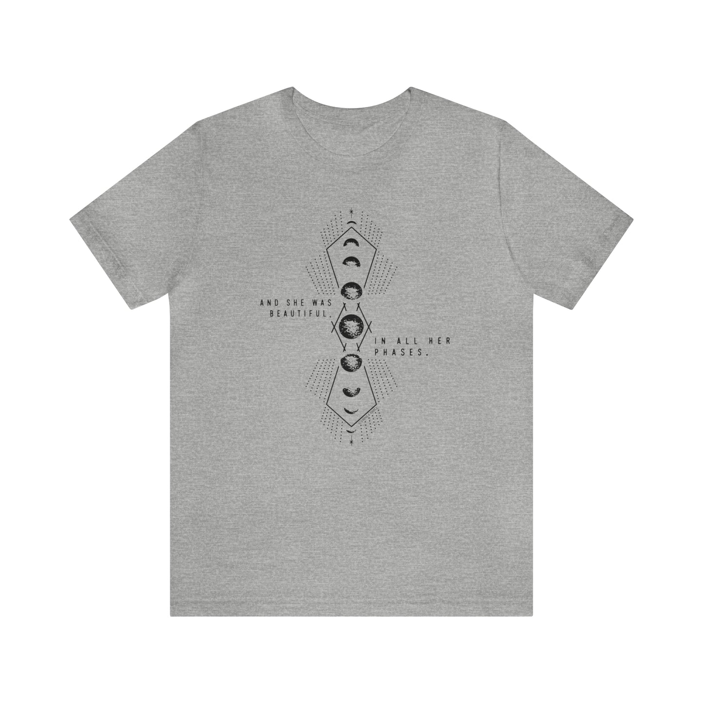 'AND SHE WAS BEAUTIFUL IN ALL HER PHASES' MOON PHASE WOMENS T-SHIRT