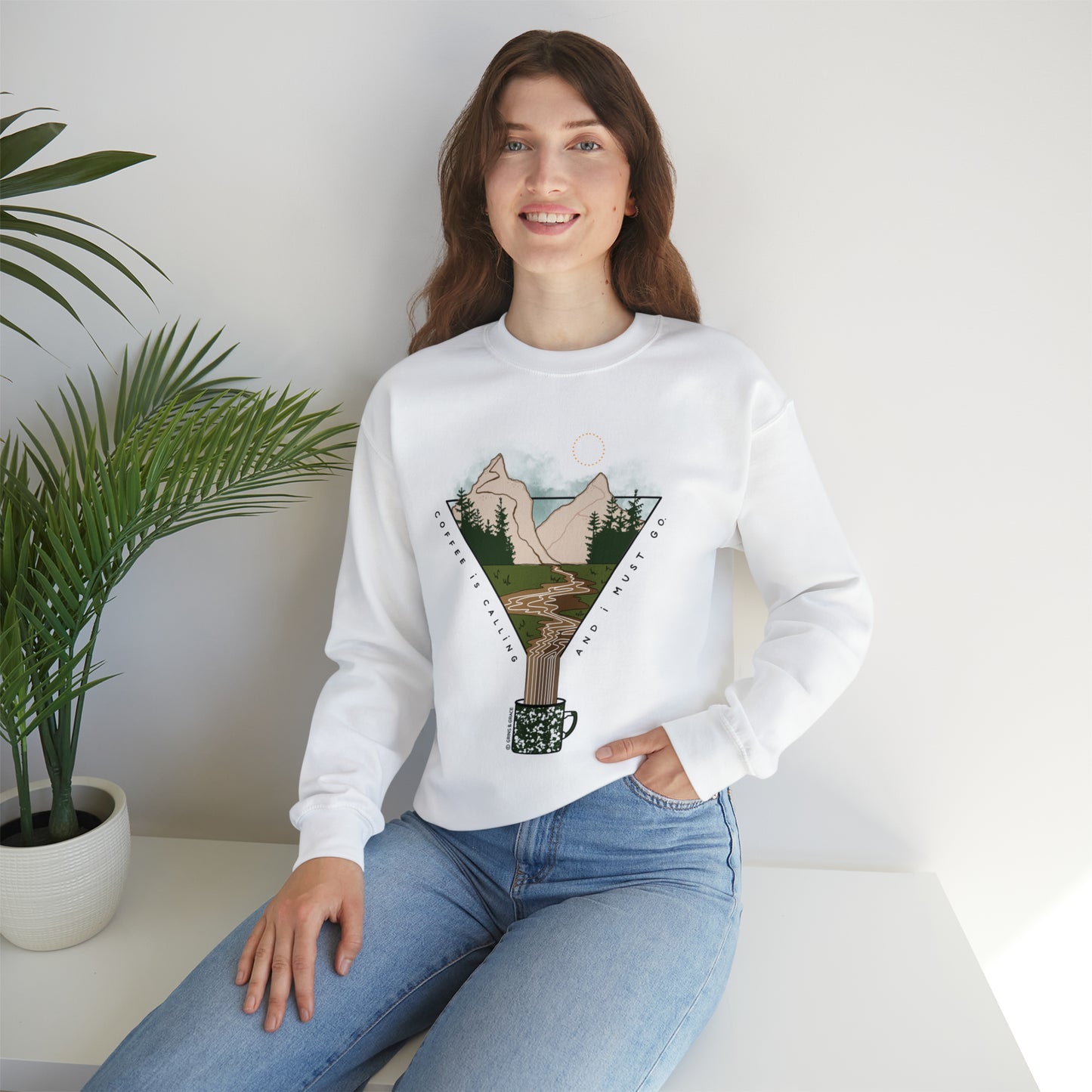 'COFFEE IS CALLING AND I MUST GO' UNISEX SWEATSHIRT | FULL COLOR
