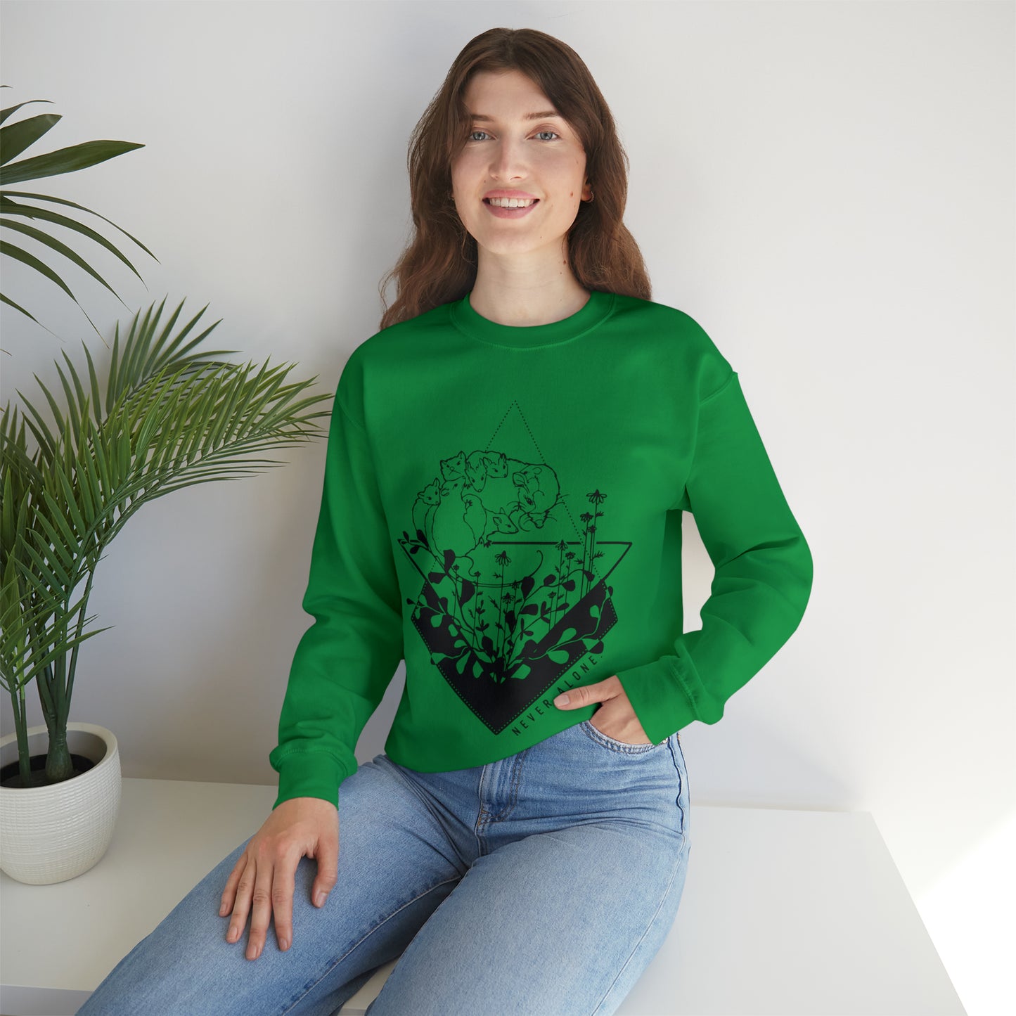 'NEVER ALONE' MOM SWEATSHIRT