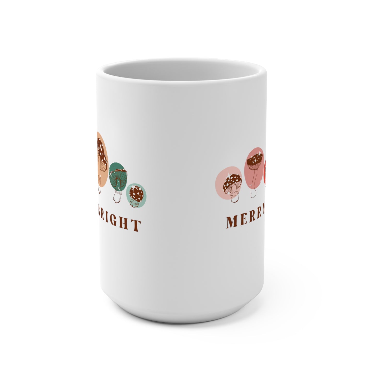 "MERRY & BRIGHT" MUSHROOM CERAMIC MUG