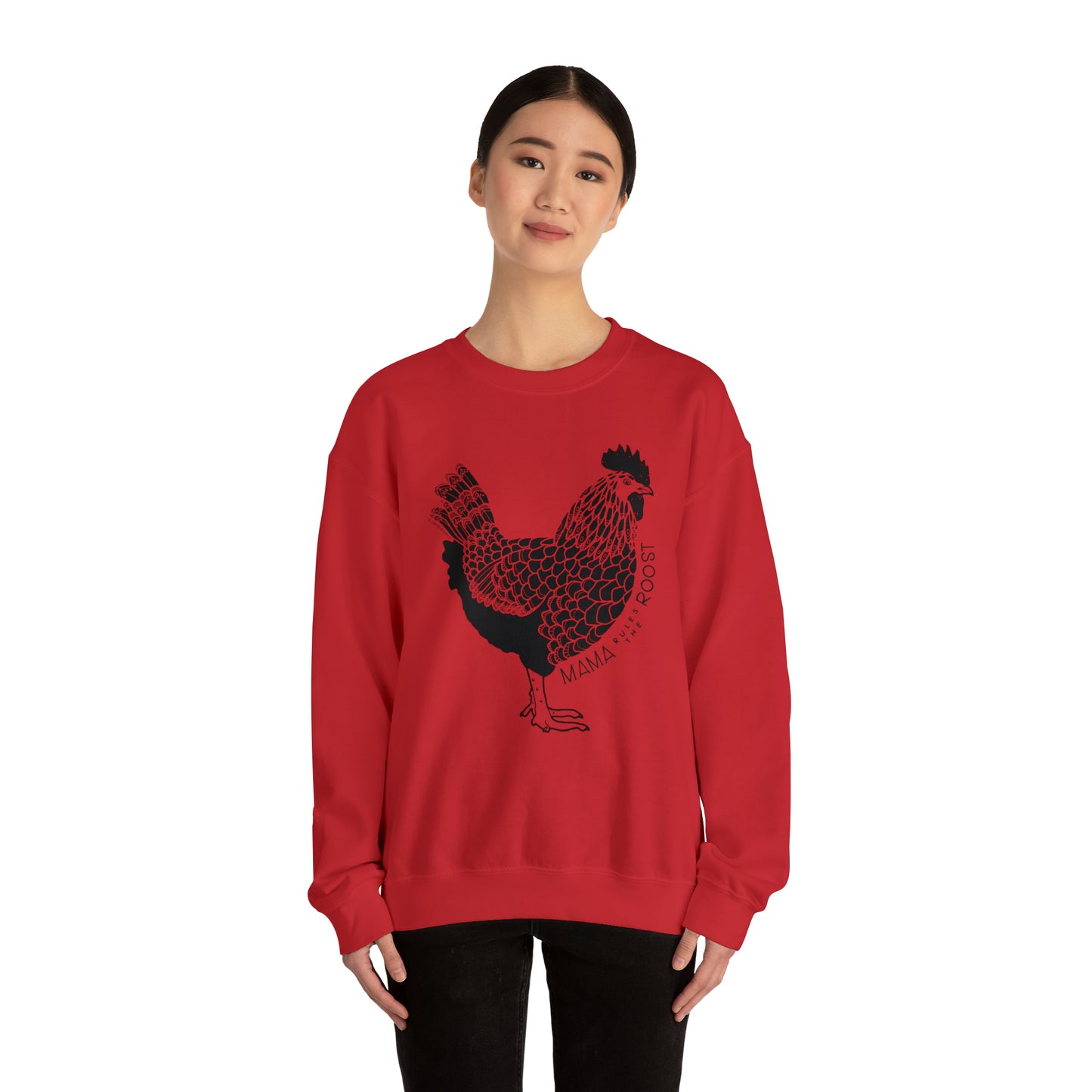 'MAMA RULES THE ROOST' WOMENS CHICKEN SWEATSHIRT