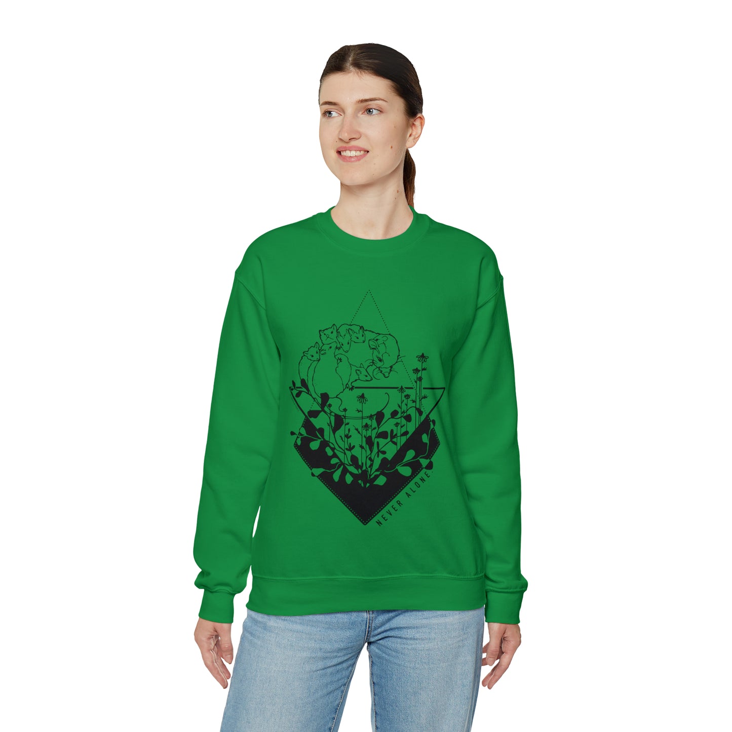 'NEVER ALONE' MOM SWEATSHIRT
