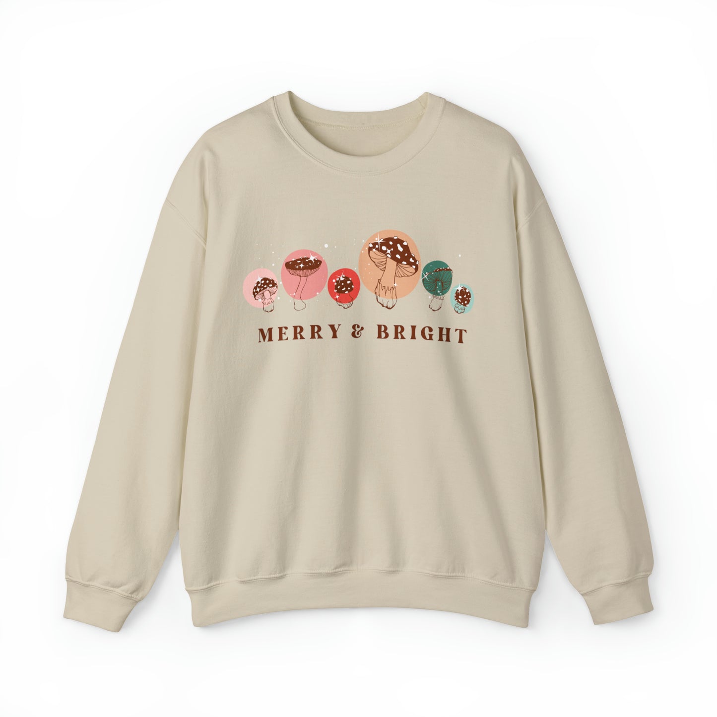MERRY & BRIGHT MUSHROOM SWEATSHIRT | PINK & GREEN