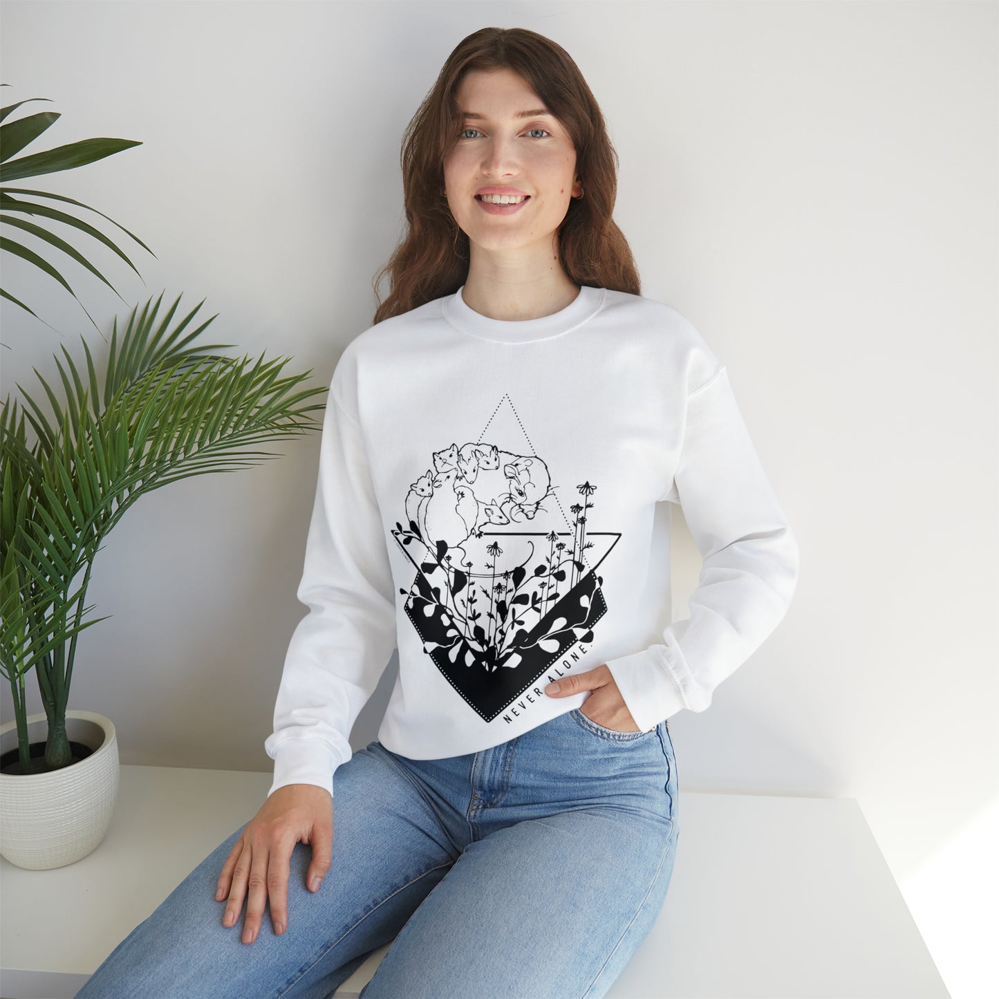 'NEVER ALONE' MOM SWEATSHIRT
