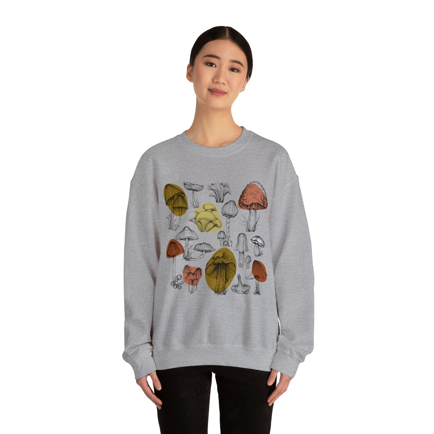 BOTANICAL MUSHROOM SWEATSHIRT | MUSTARD & TERRACOTTA INK
