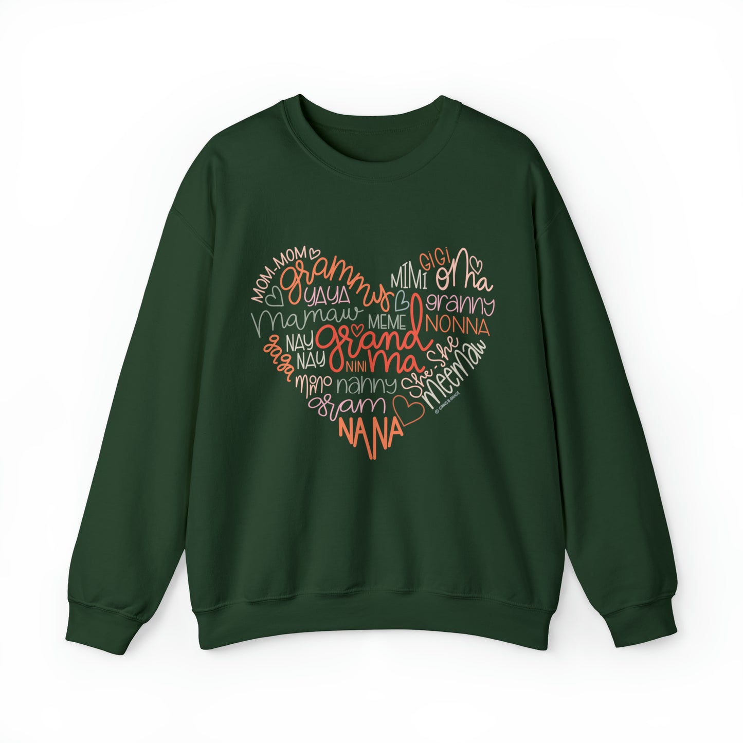 'HEART OF A GRANDMA' CREWNECK SWEATSHIRT | FULL COLOR
