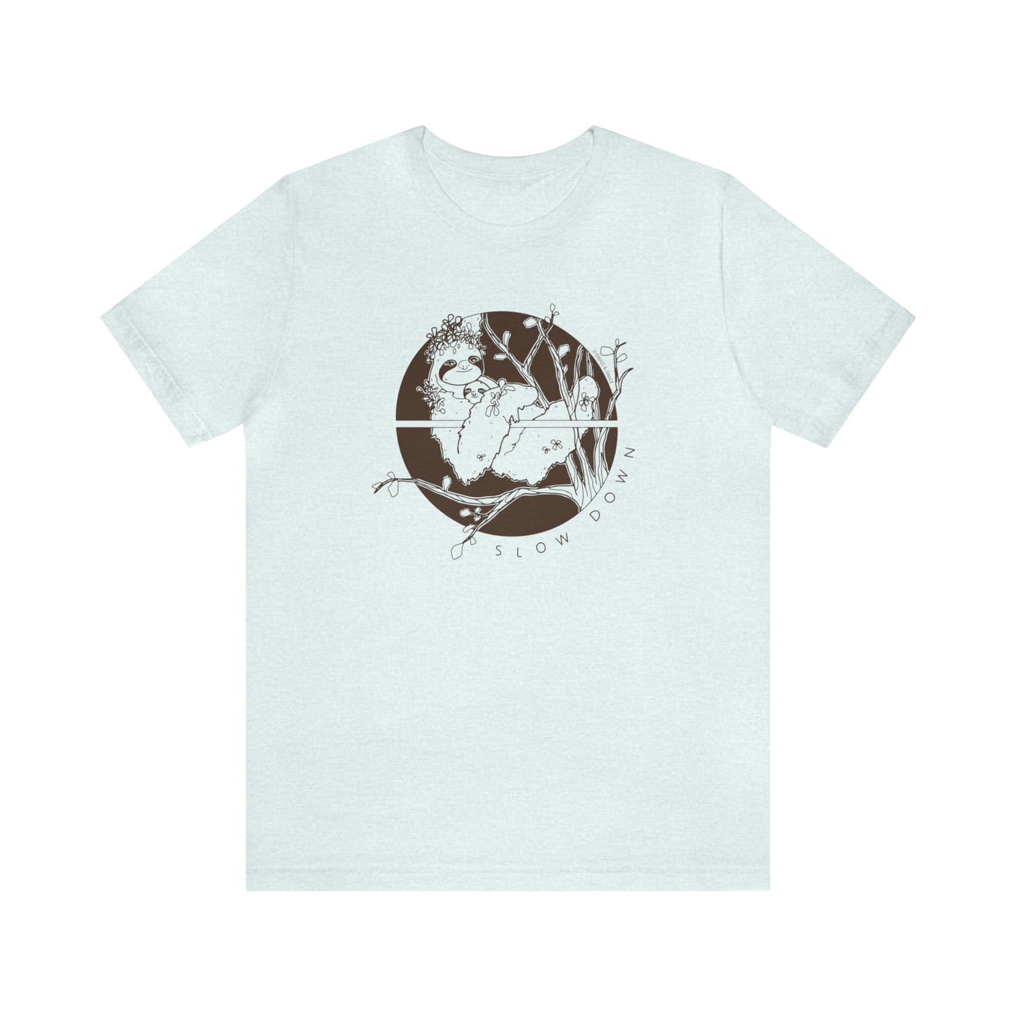 'SLOW DOWN MAMA SLOTH' MOM T-SHIRT | DARK BROWN INK