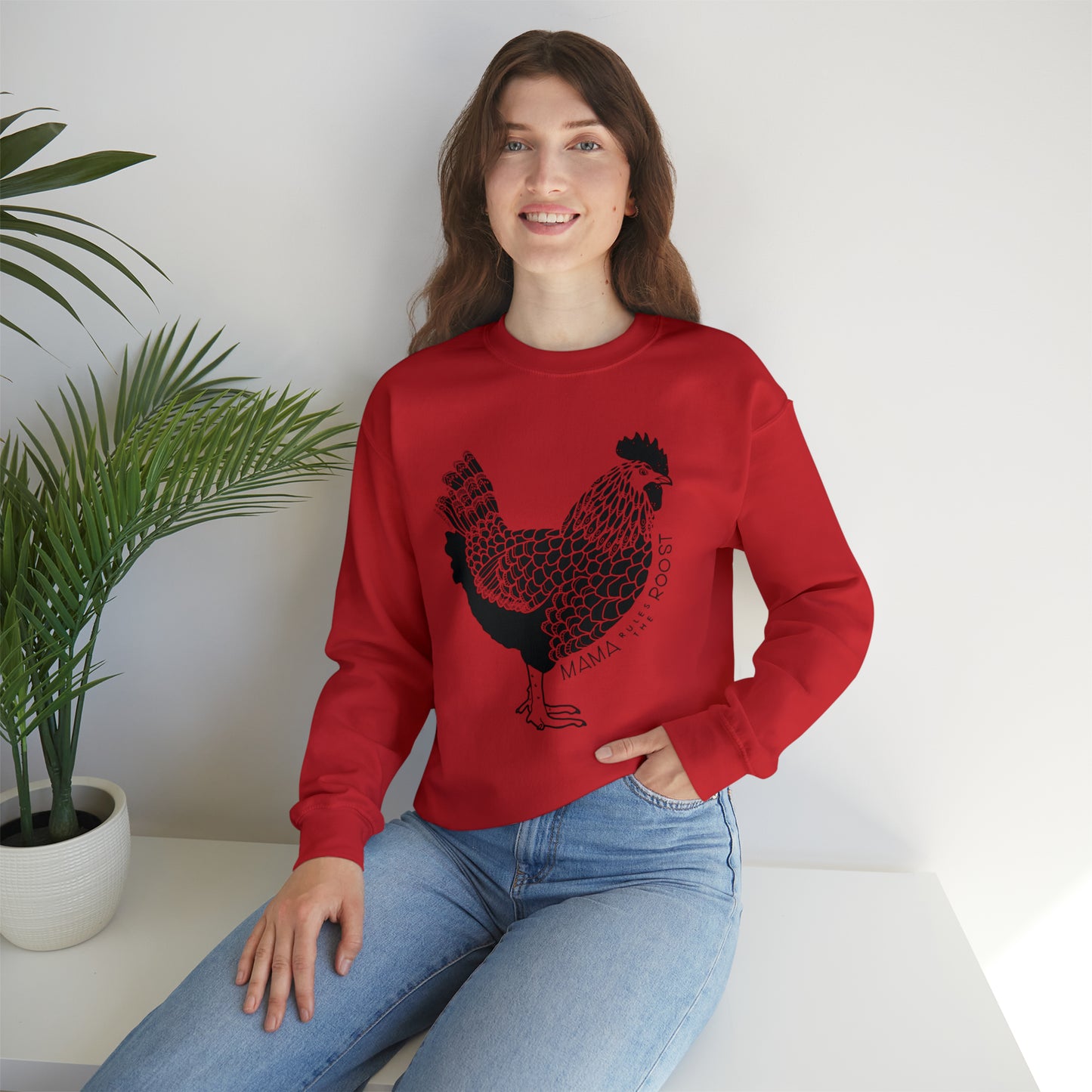 'MAMA RULES THE ROOST' WOMENS CHICKEN SWEATSHIRT