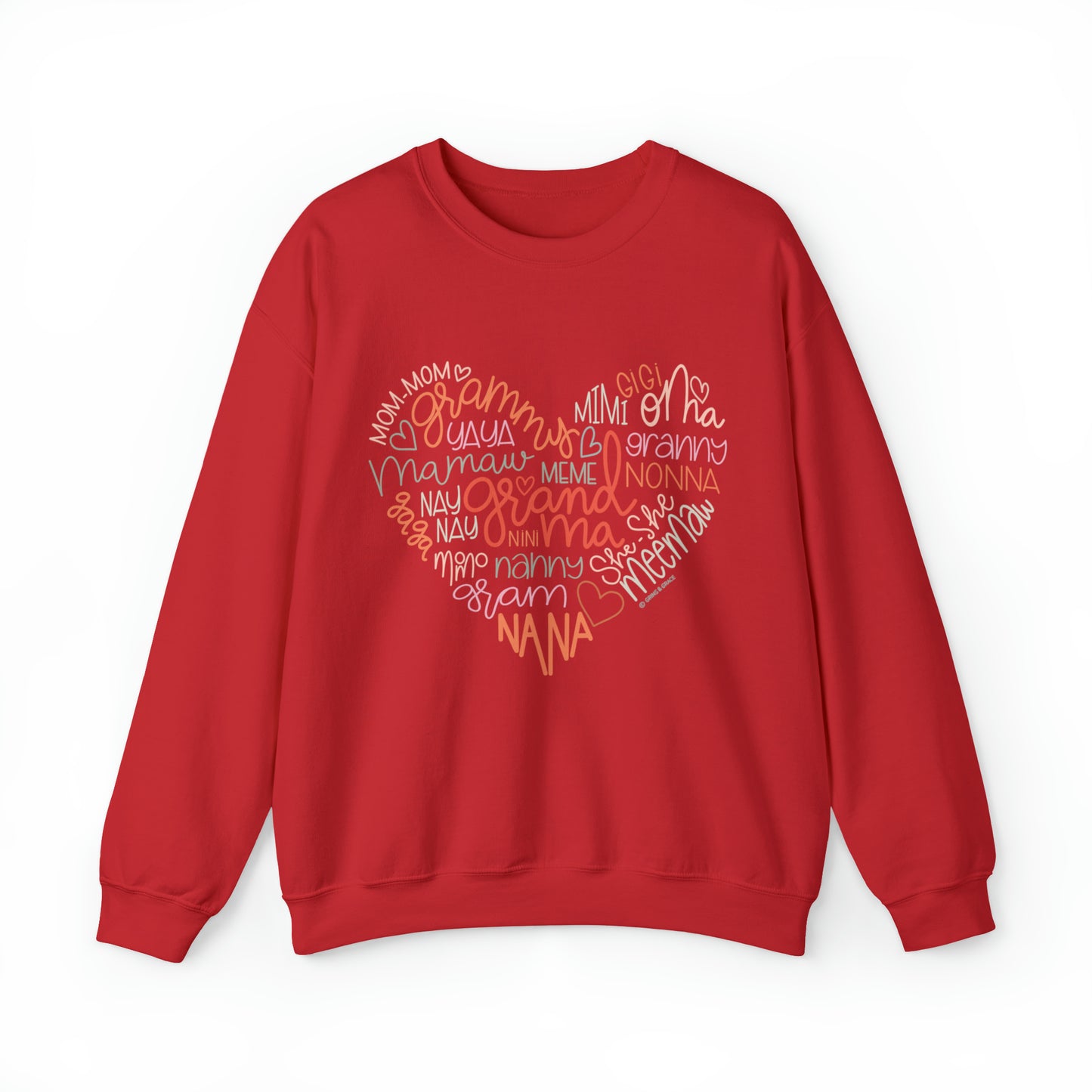 'HEART OF A GRANDMA' CREWNECK SWEATSHIRT | FULL COLOR