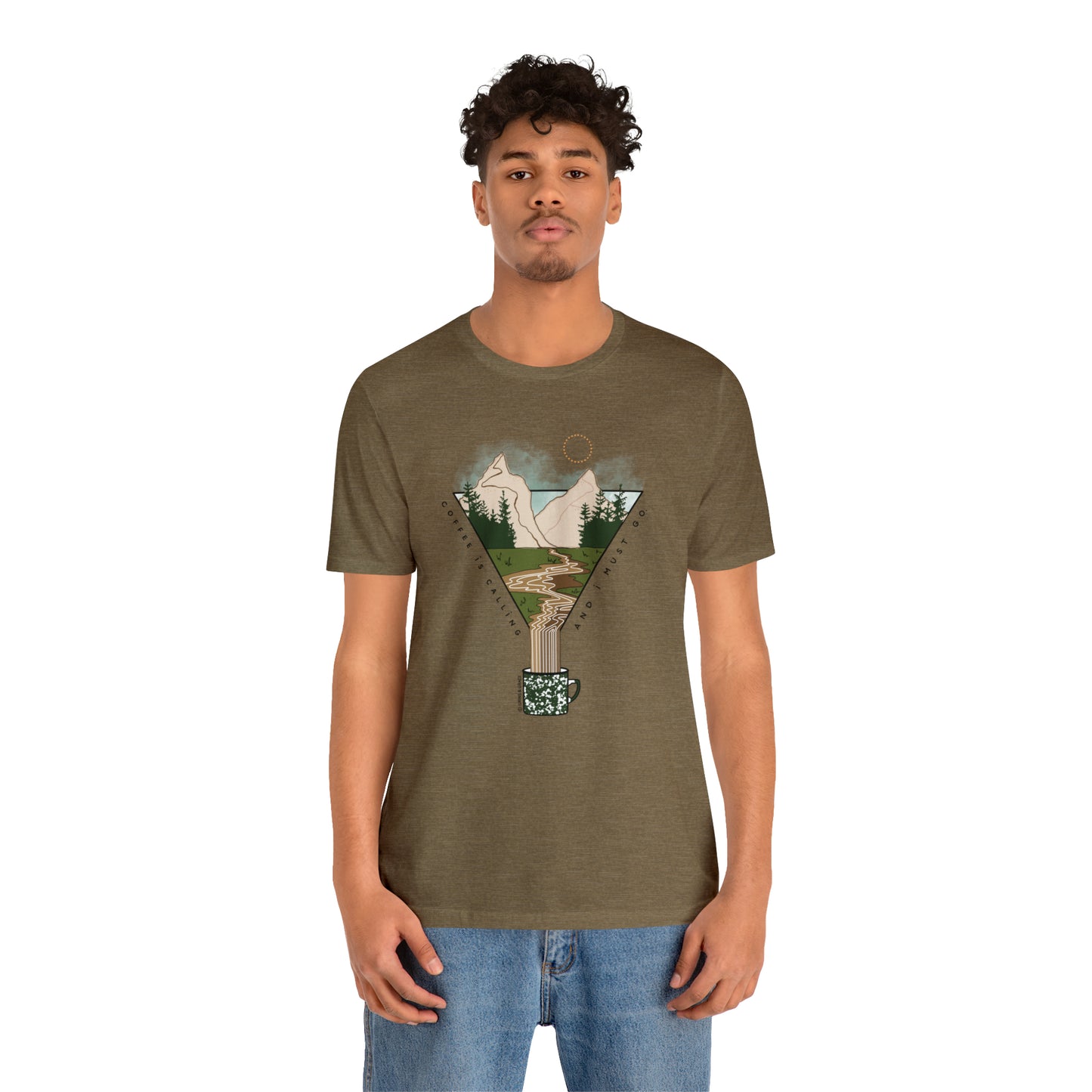 'COFFEE IS CALLING AND I MUST GO' UNISEX T-SHIRT | FULL COLOR