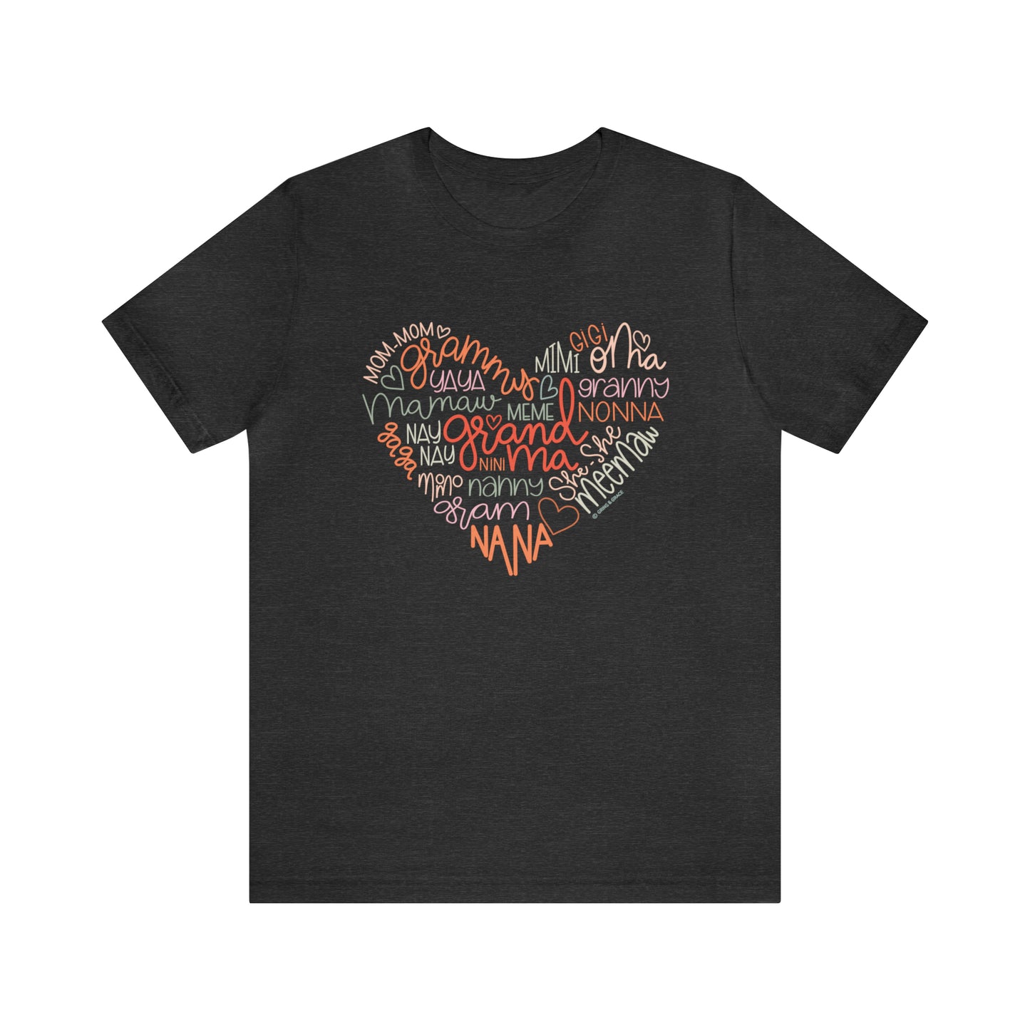 'HEART OF A GRANDMA' GRANDMA T-SHIRT | FULL COLOR INK