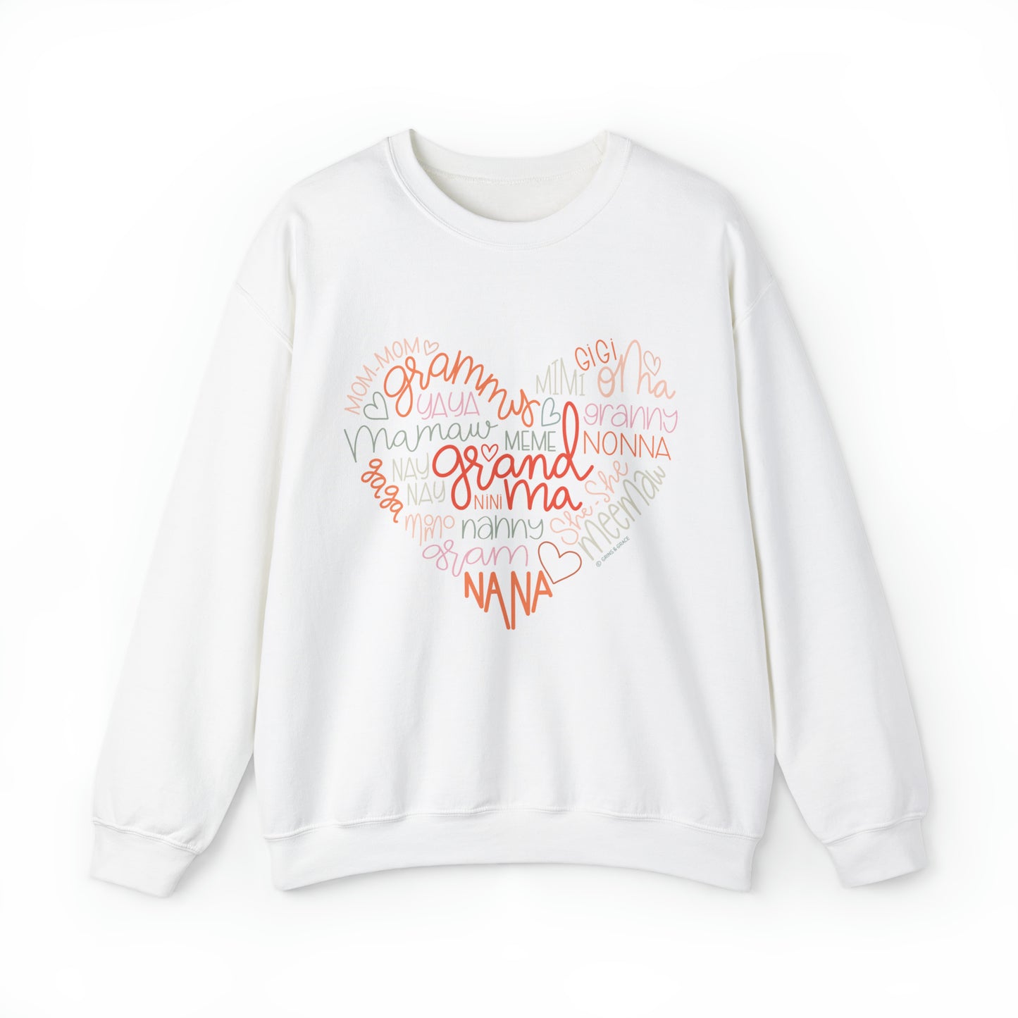'HEART OF A GRANDMA' CREWNECK SWEATSHIRT | FULL COLOR