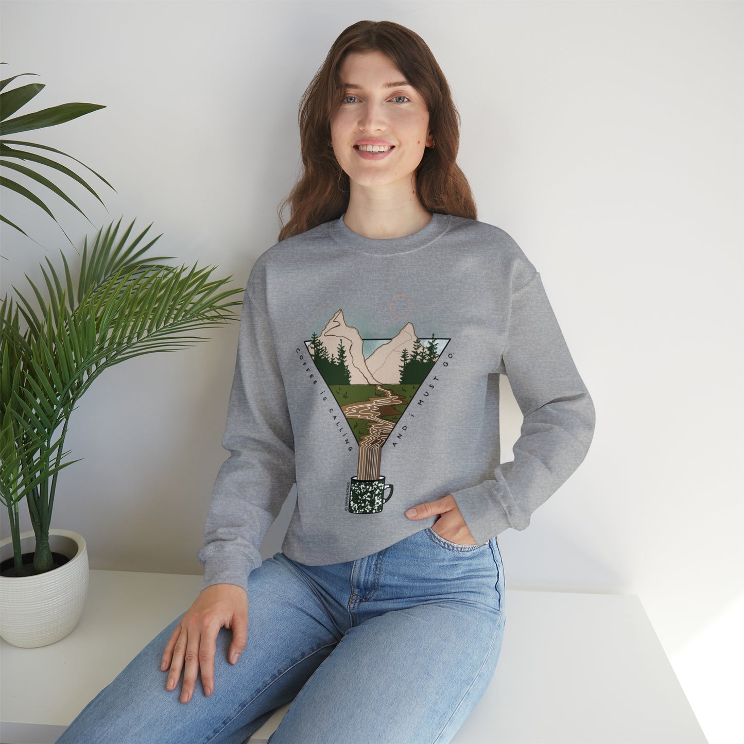 'COFFEE IS CALLING AND I MUST GO' UNISEX SWEATSHIRT | FULL COLOR