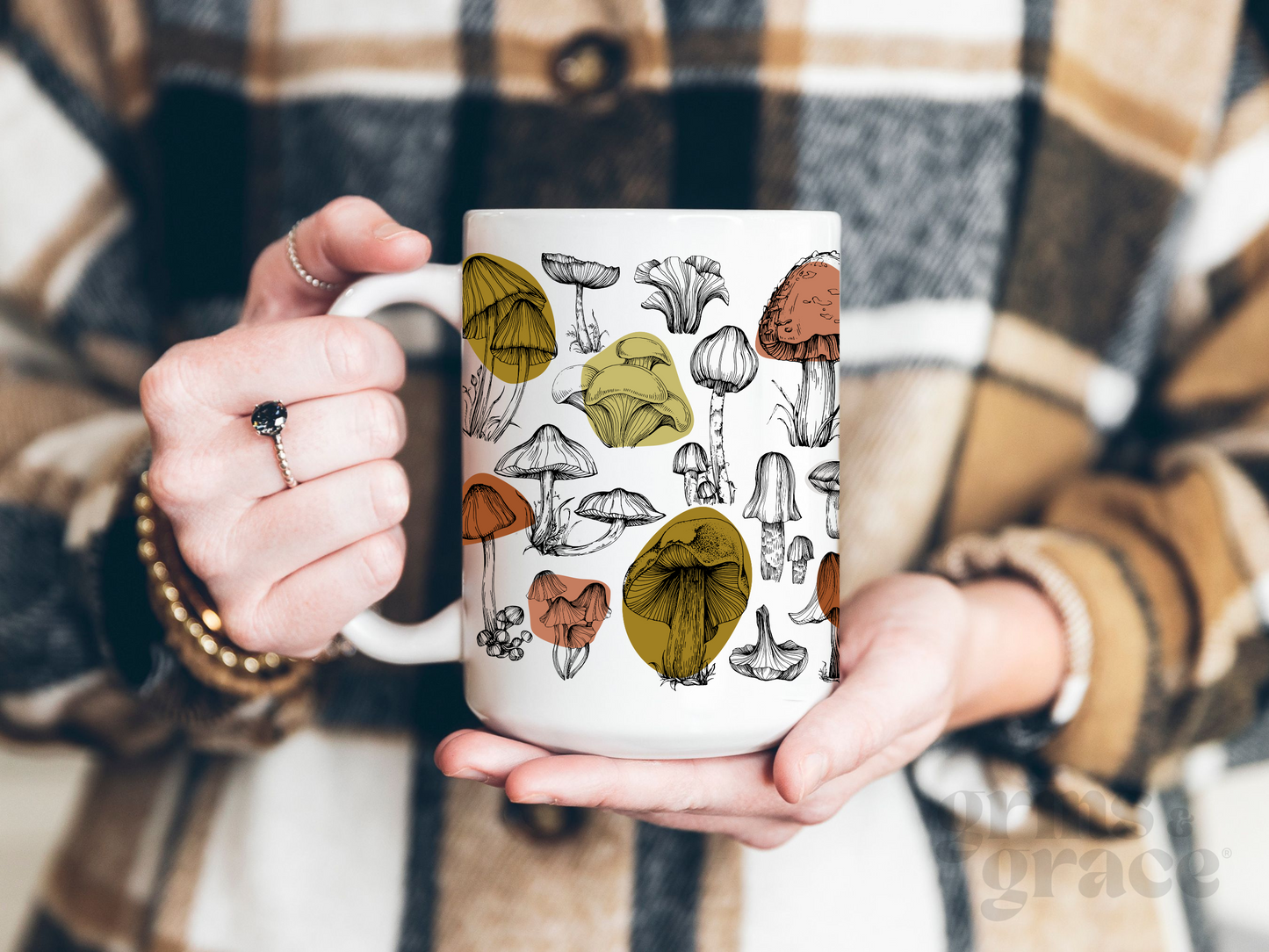 BOTANICAL MUSHROOM CERAMIC COFFEE MUG