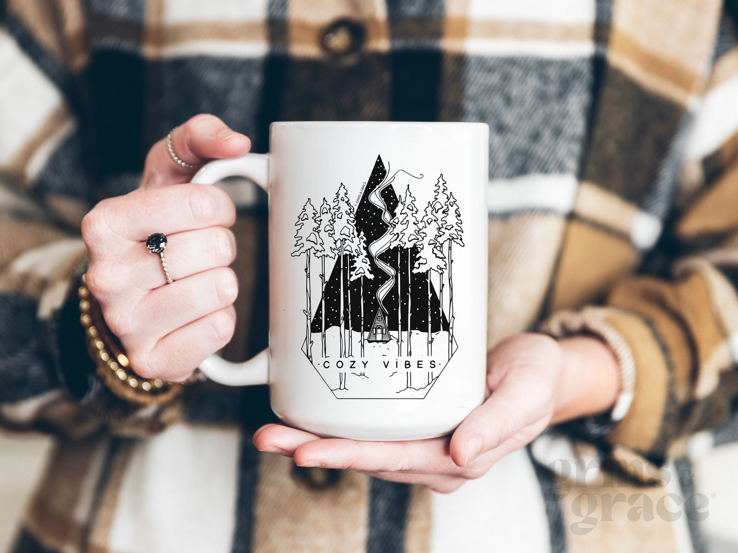 'COZY VIBES' 15 OZ CERAMIC COFFEE MUG