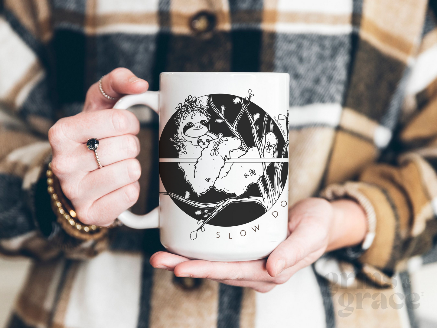 'SLOW DOWN, MAMA SLOTH' 15 OZ COFFEE MUG