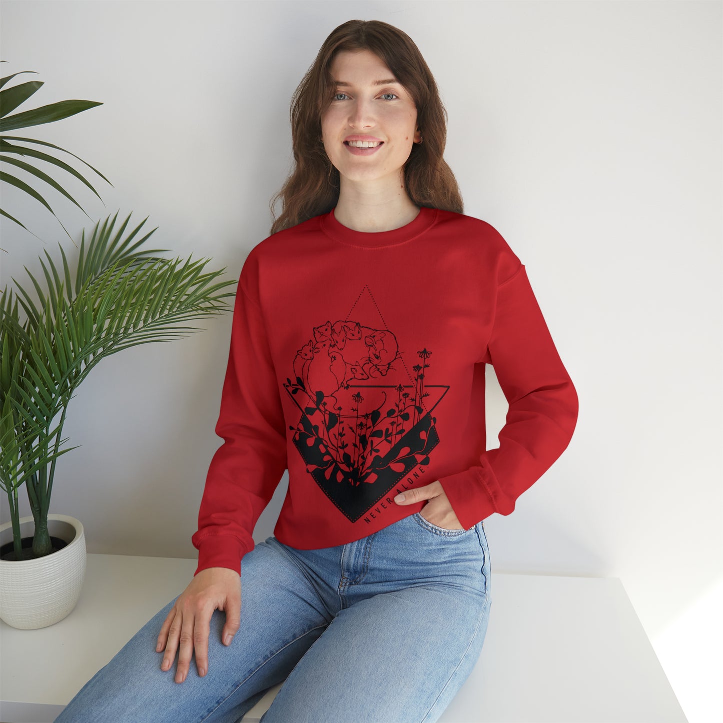 'NEVER ALONE' MOM SWEATSHIRT