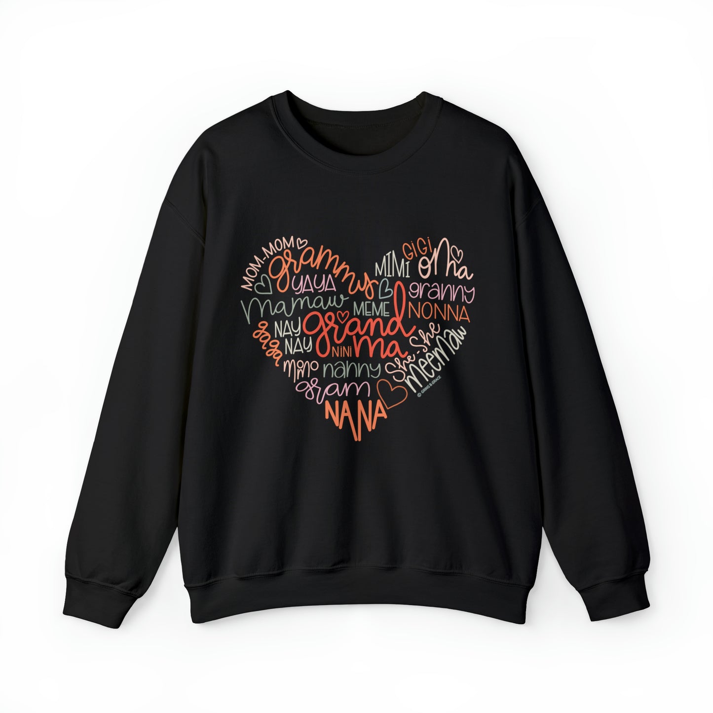 'HEART OF A GRANDMA' CREWNECK SWEATSHIRT | FULL COLOR