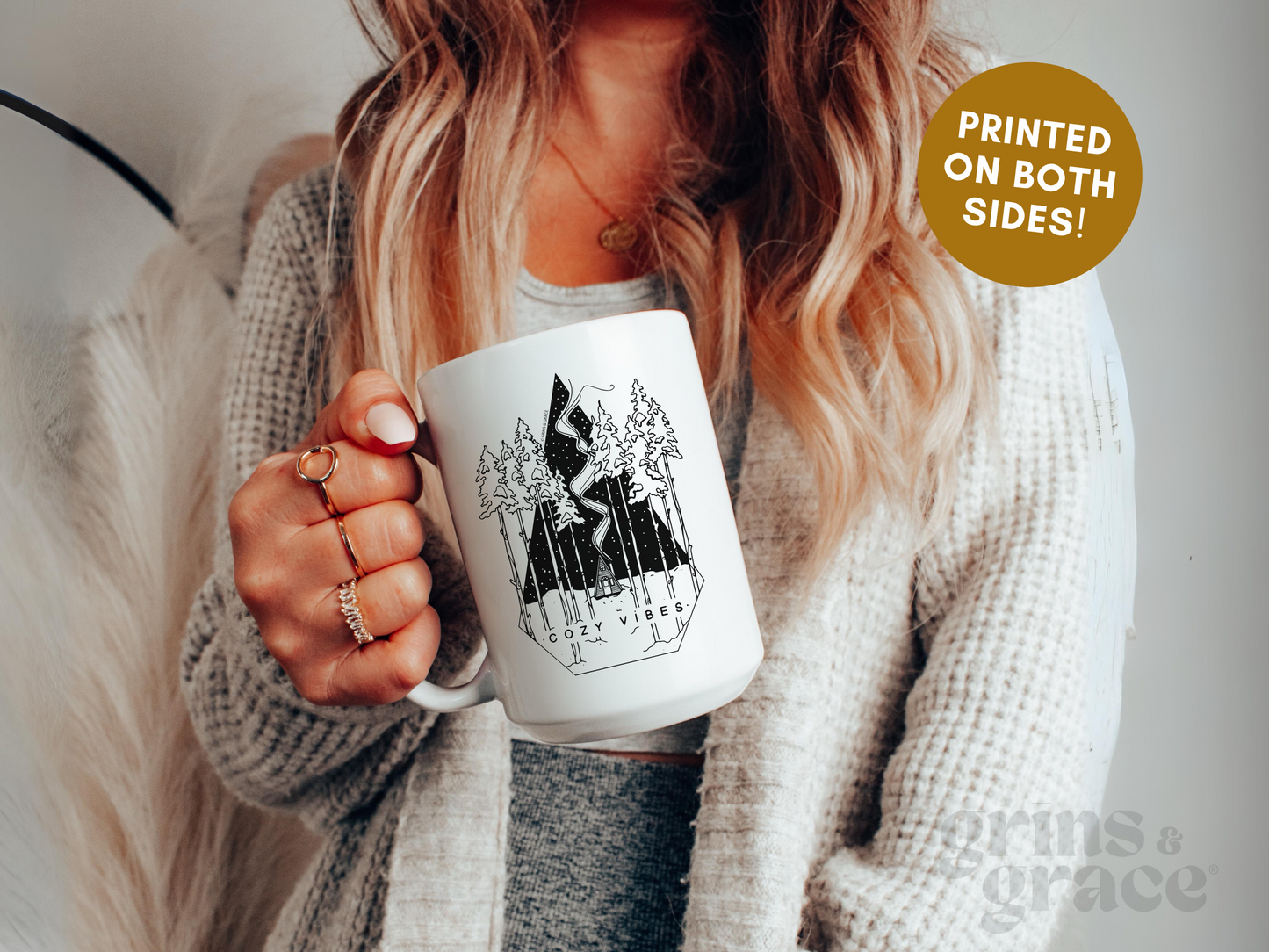 'COZY VIBES' 15 OZ CERAMIC COFFEE MUG