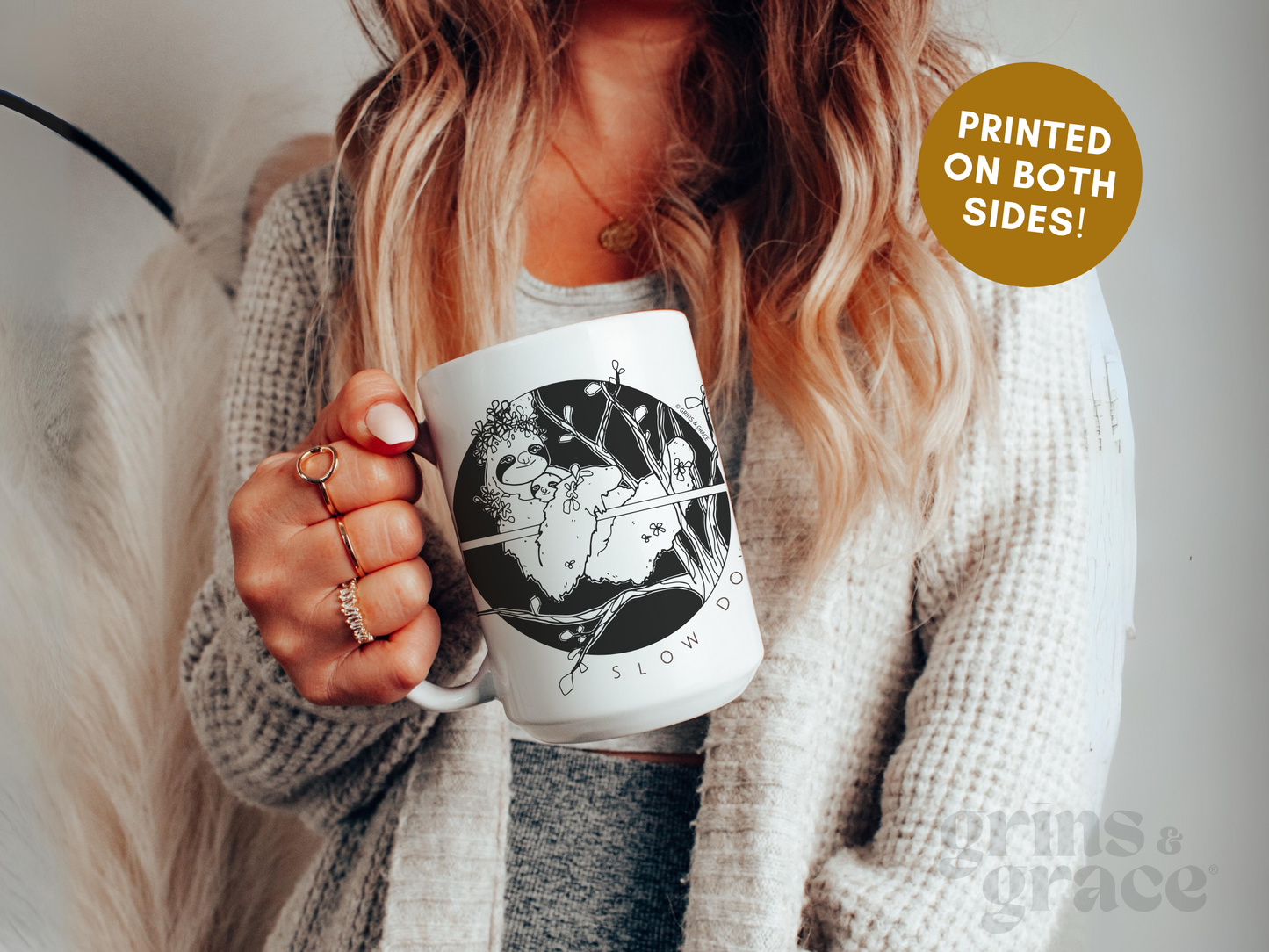 'SLOW DOWN, MAMA SLOTH' 15 OZ COFFEE MUG