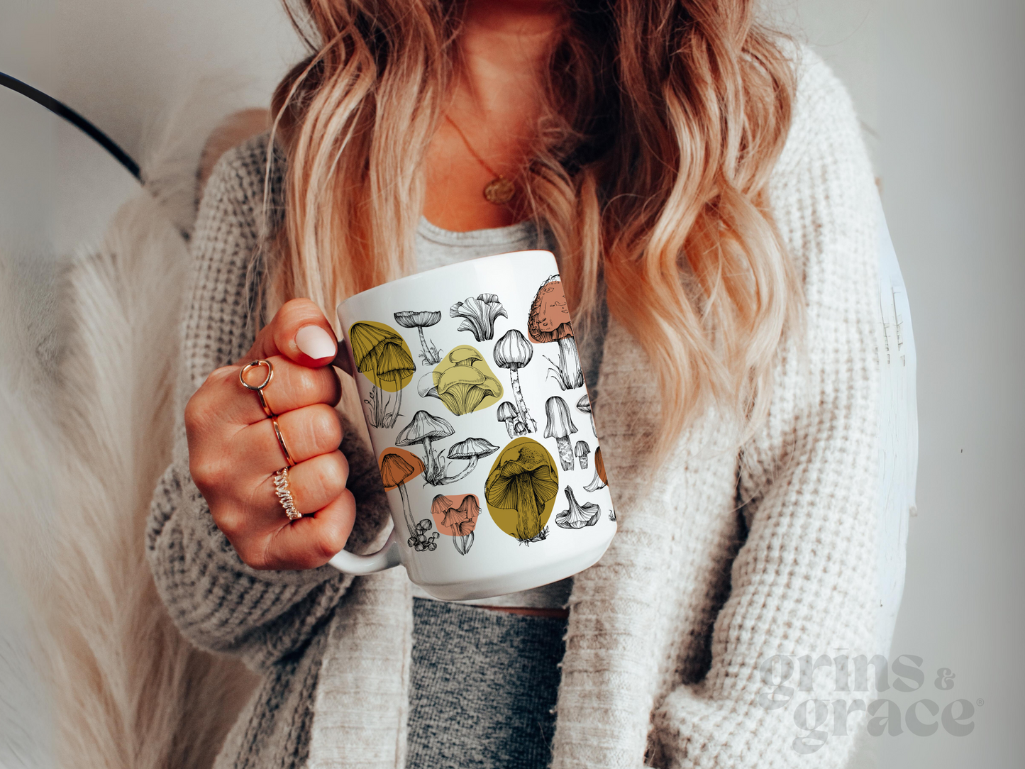 BOTANICAL MUSHROOM CERAMIC COFFEE MUG