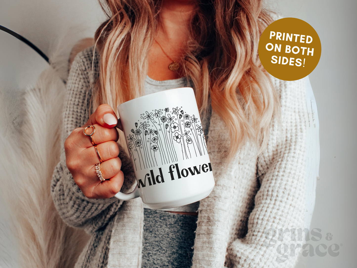 'WILD FLOWER' 15 OZ CERAMIC COFFEE MUG