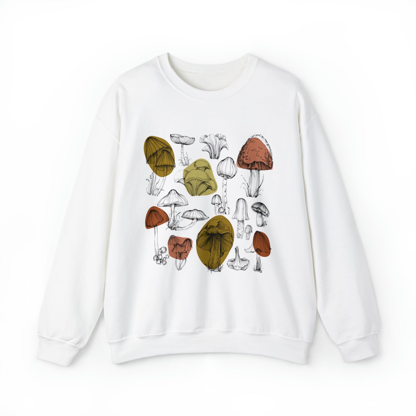 BOTANICAL MUSHROOM SWEATSHIRT | MUSTARD & TERRACOTTA INK