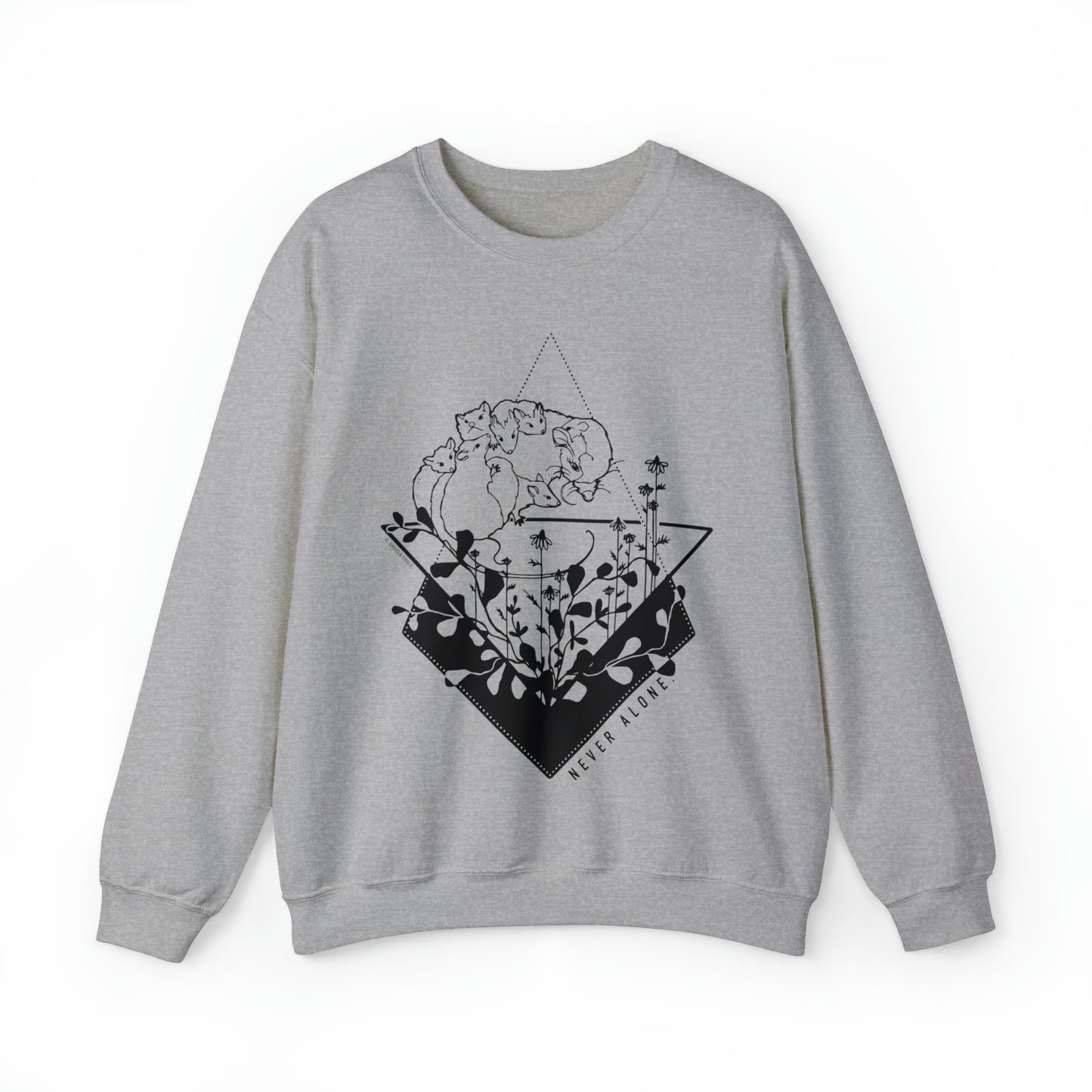 'NEVER ALONE' MOM SWEATSHIRT