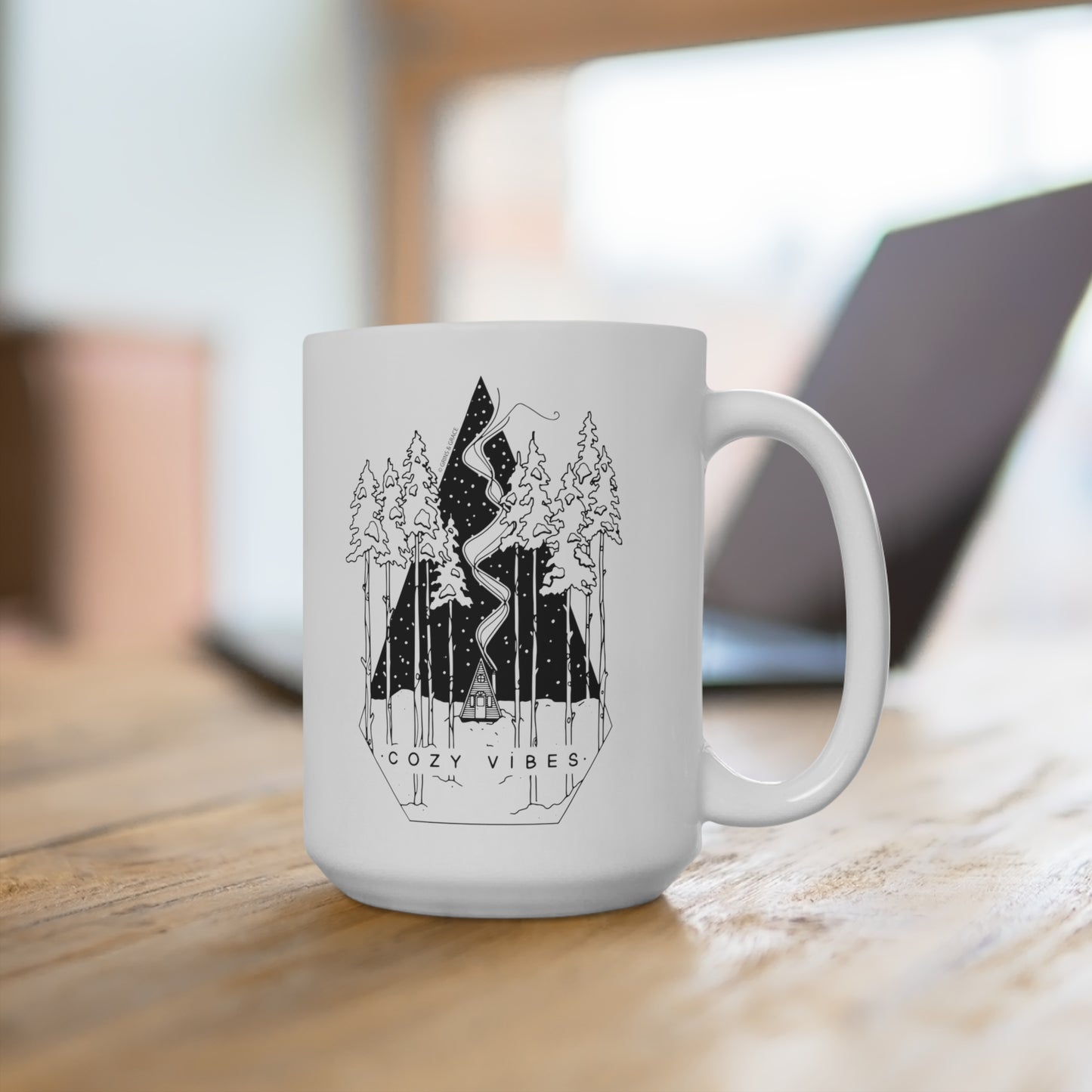 'COZY VIBES' 15 OZ CERAMIC COFFEE MUG