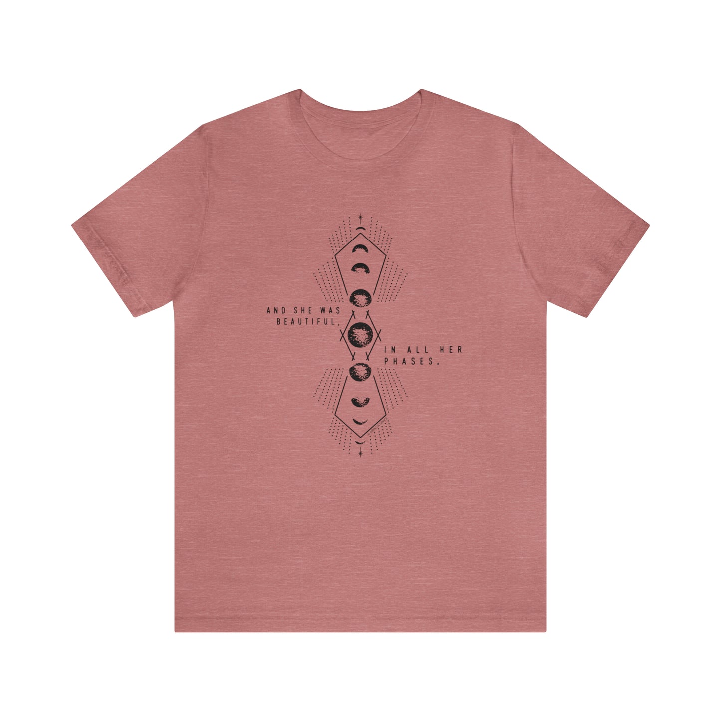 'AND SHE WAS BEAUTIFUL IN ALL HER PHASES' MOON PHASE WOMENS T-SHIRT