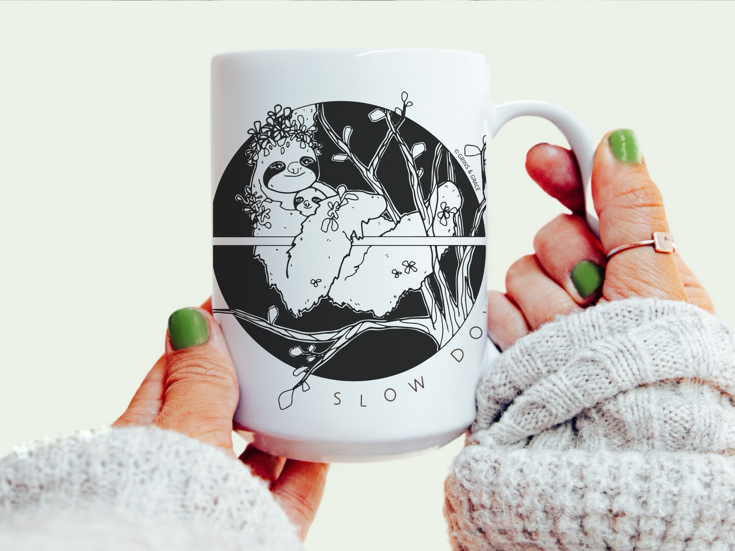 'SLOW DOWN, MAMA SLOTH' 15 OZ COFFEE MUG