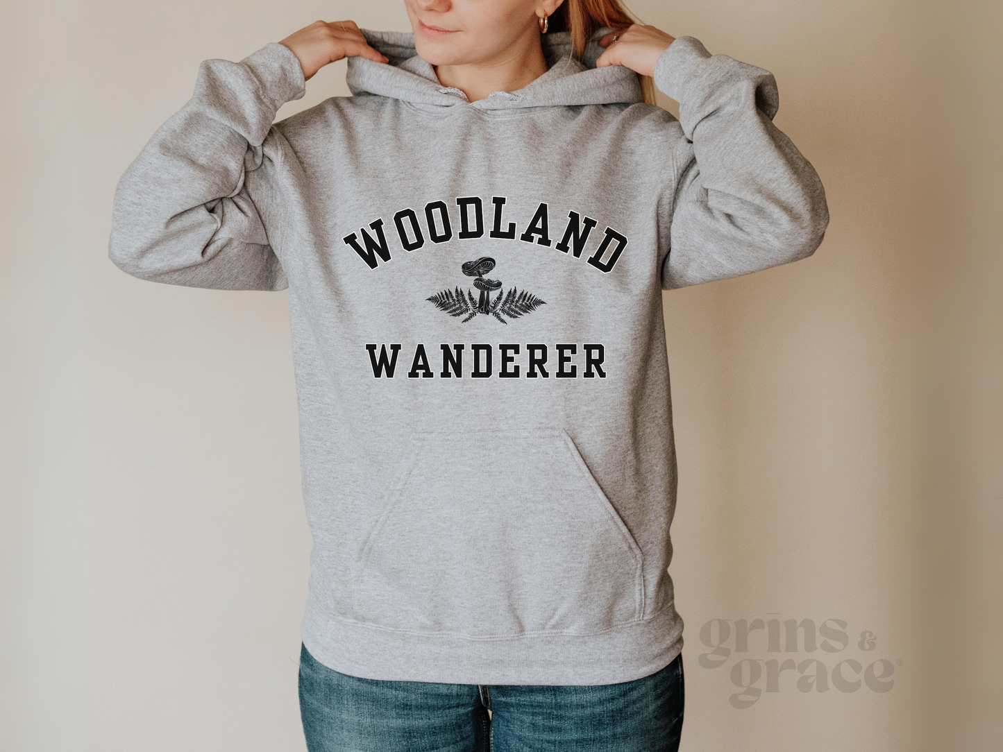 'WOODLAND WANDERER' WOMENS HOODIE | BLACK & WHITE