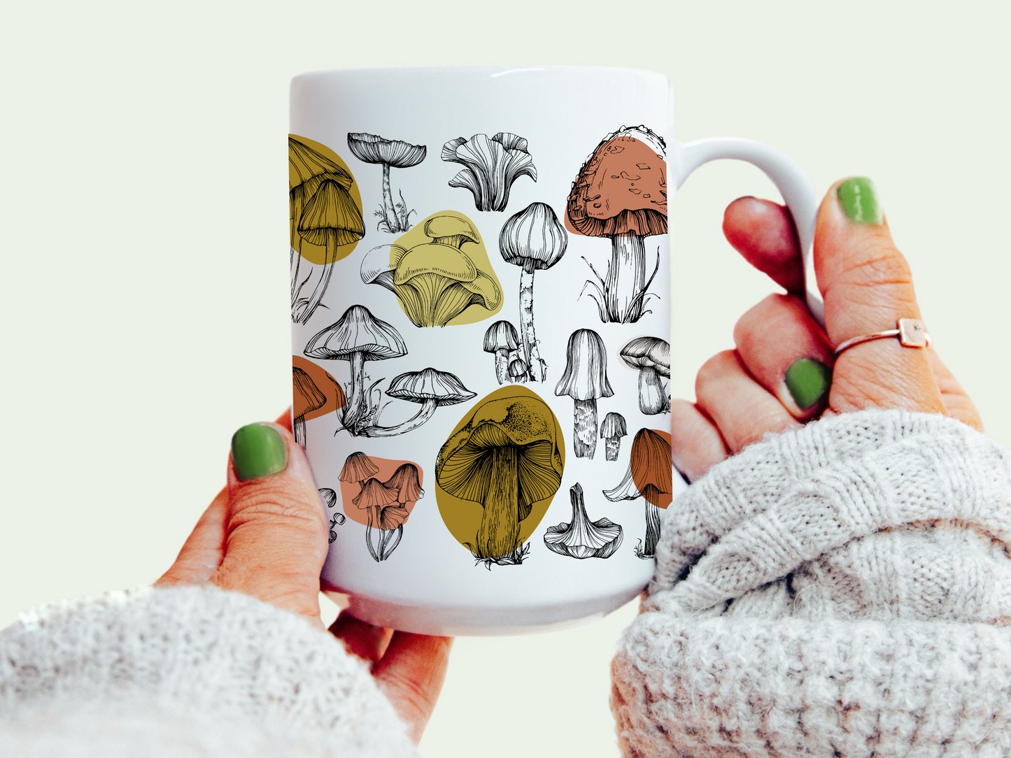 BOTANICAL MUSHROOM CERAMIC COFFEE MUG