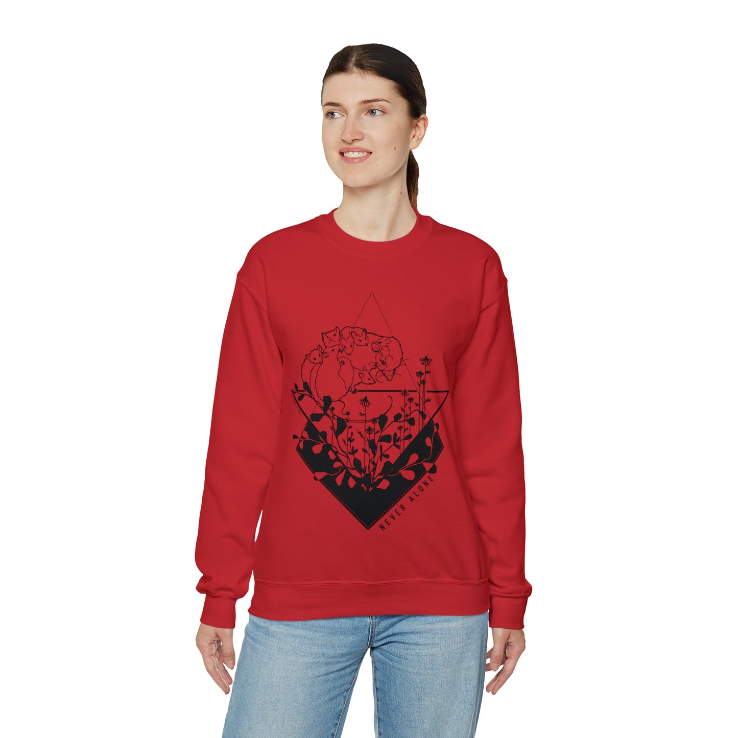 'NEVER ALONE' MOM SWEATSHIRT