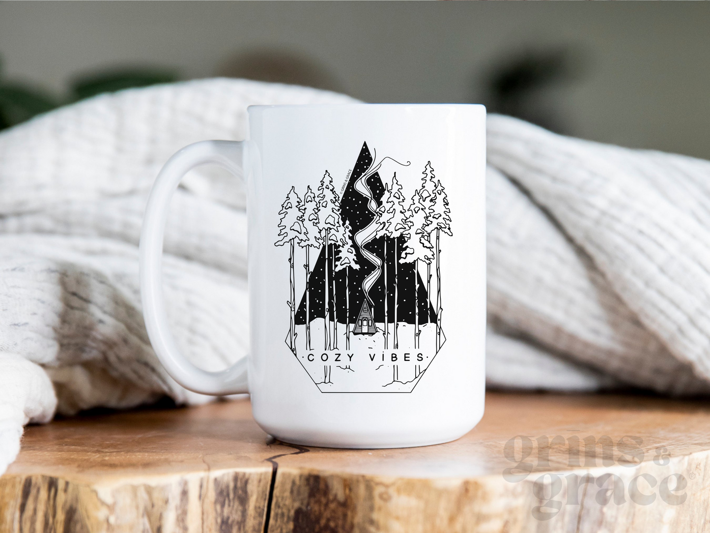 'COZY VIBES' 15 OZ CERAMIC COFFEE MUG
