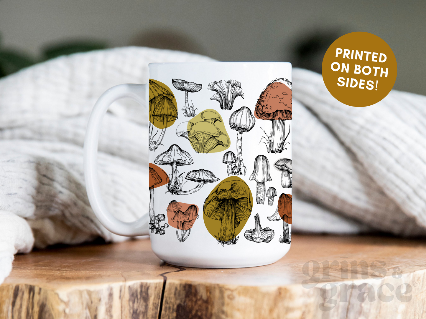 BOTANICAL MUSHROOM CERAMIC COFFEE MUG
