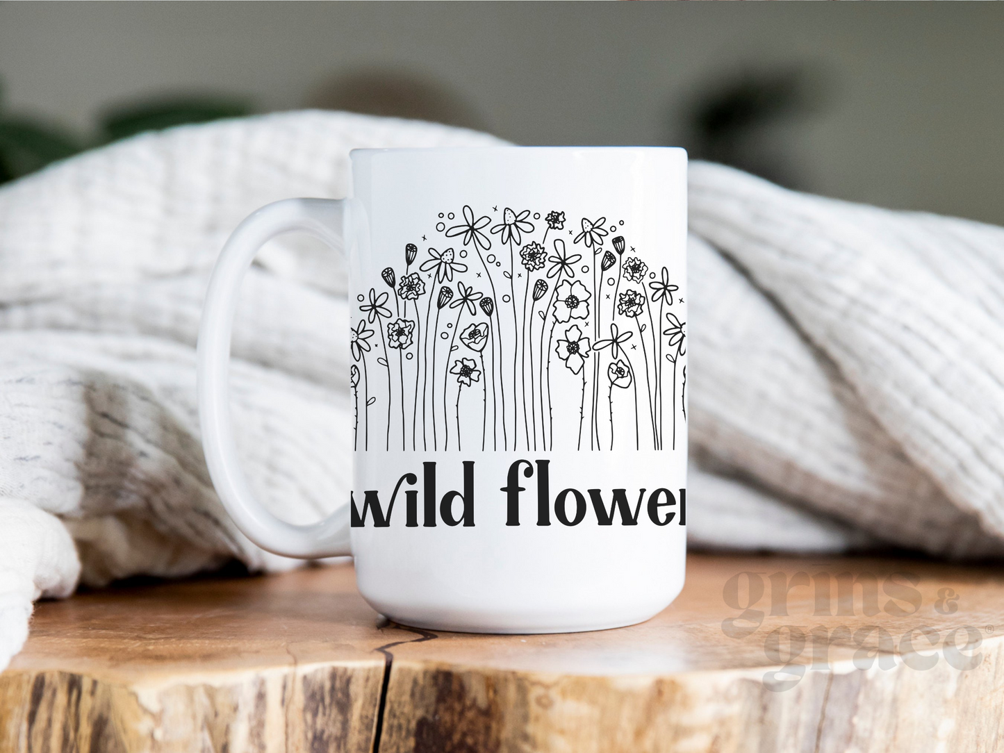 'WILD FLOWER' 15 OZ CERAMIC COFFEE MUG