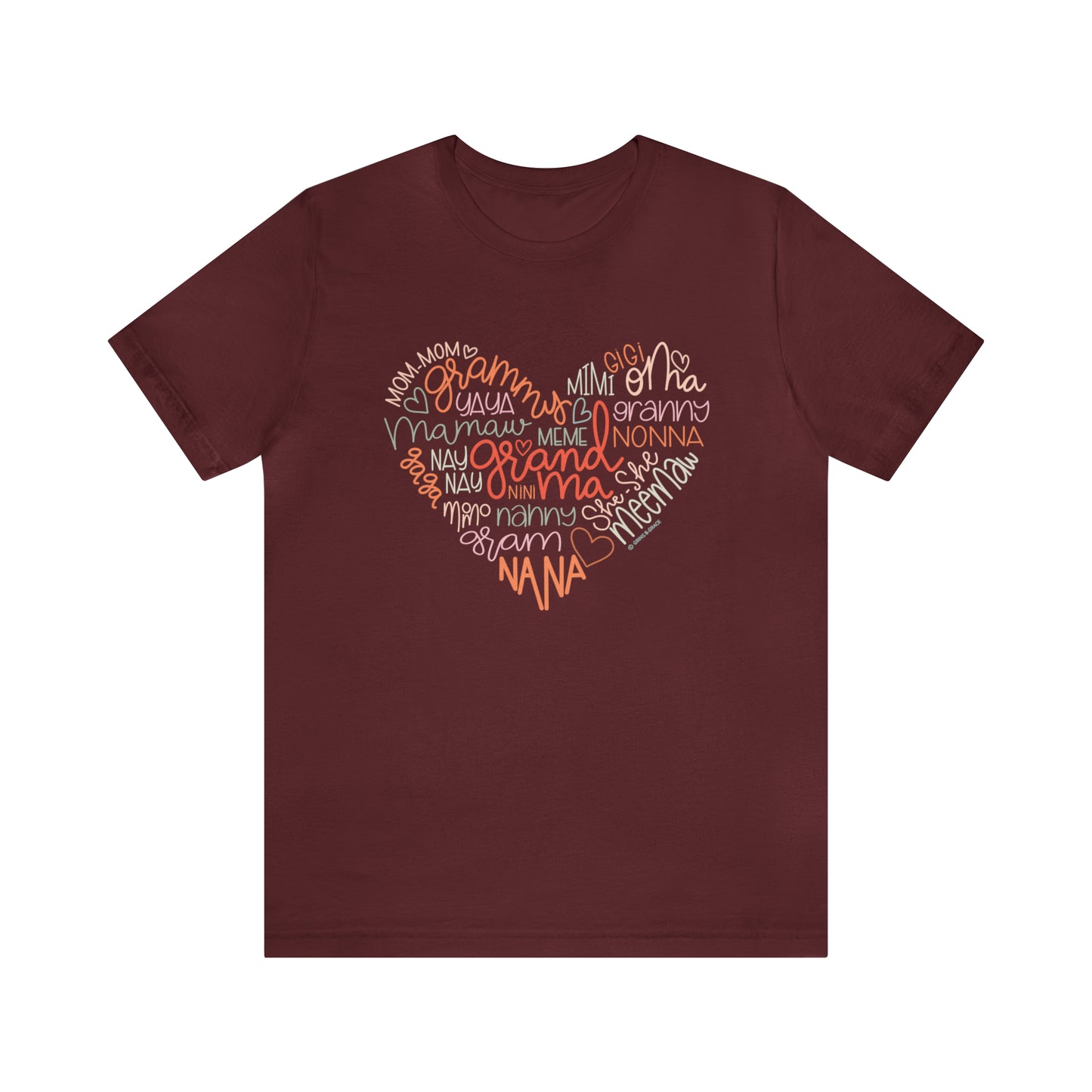 'HEART OF A GRANDMA' GRANDMA T-SHIRT | FULL COLOR INK