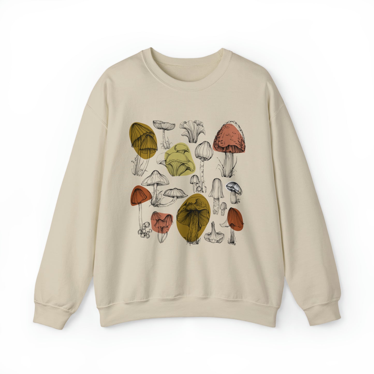 BOTANICAL MUSHROOM SWEATSHIRT | MUSTARD & TERRACOTTA INK