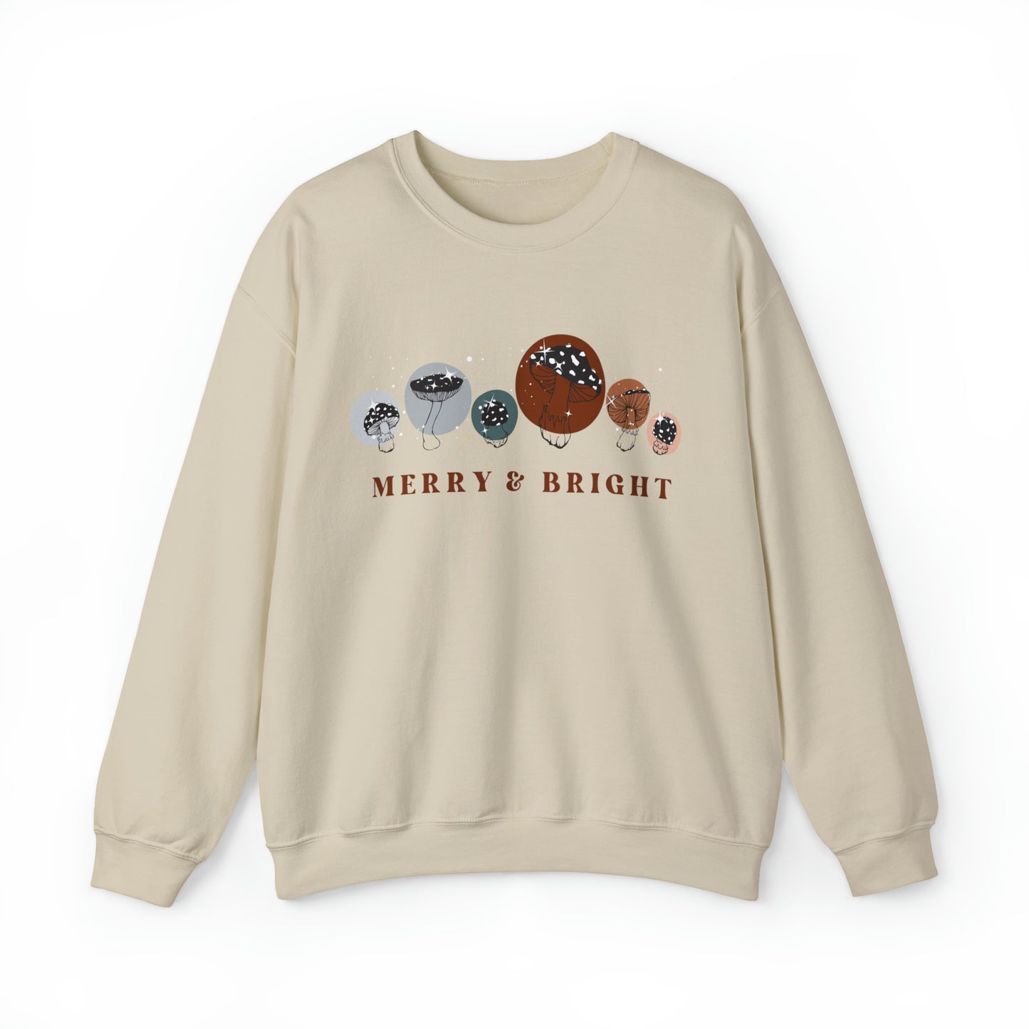 MERRY & BRIGHT MUSHROOM SWEATSHIRT | BROWN & BLUE