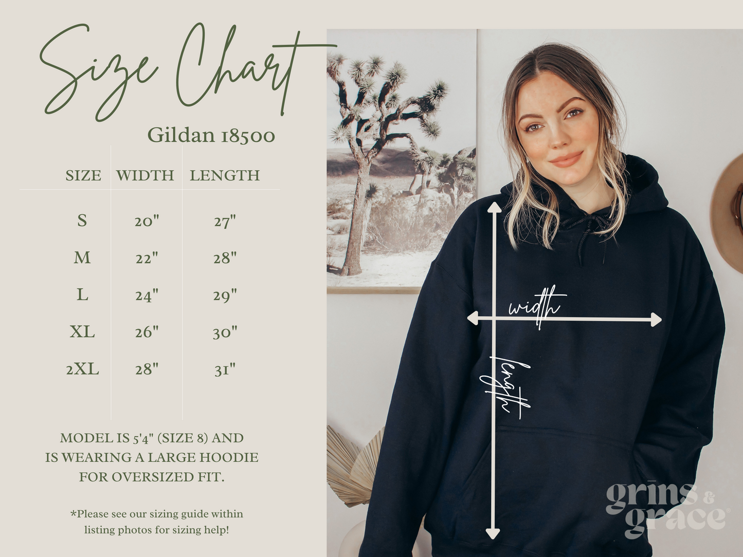 'WOODLAND WANDERER' WOMENS HOODIE | BLACK & WHITE