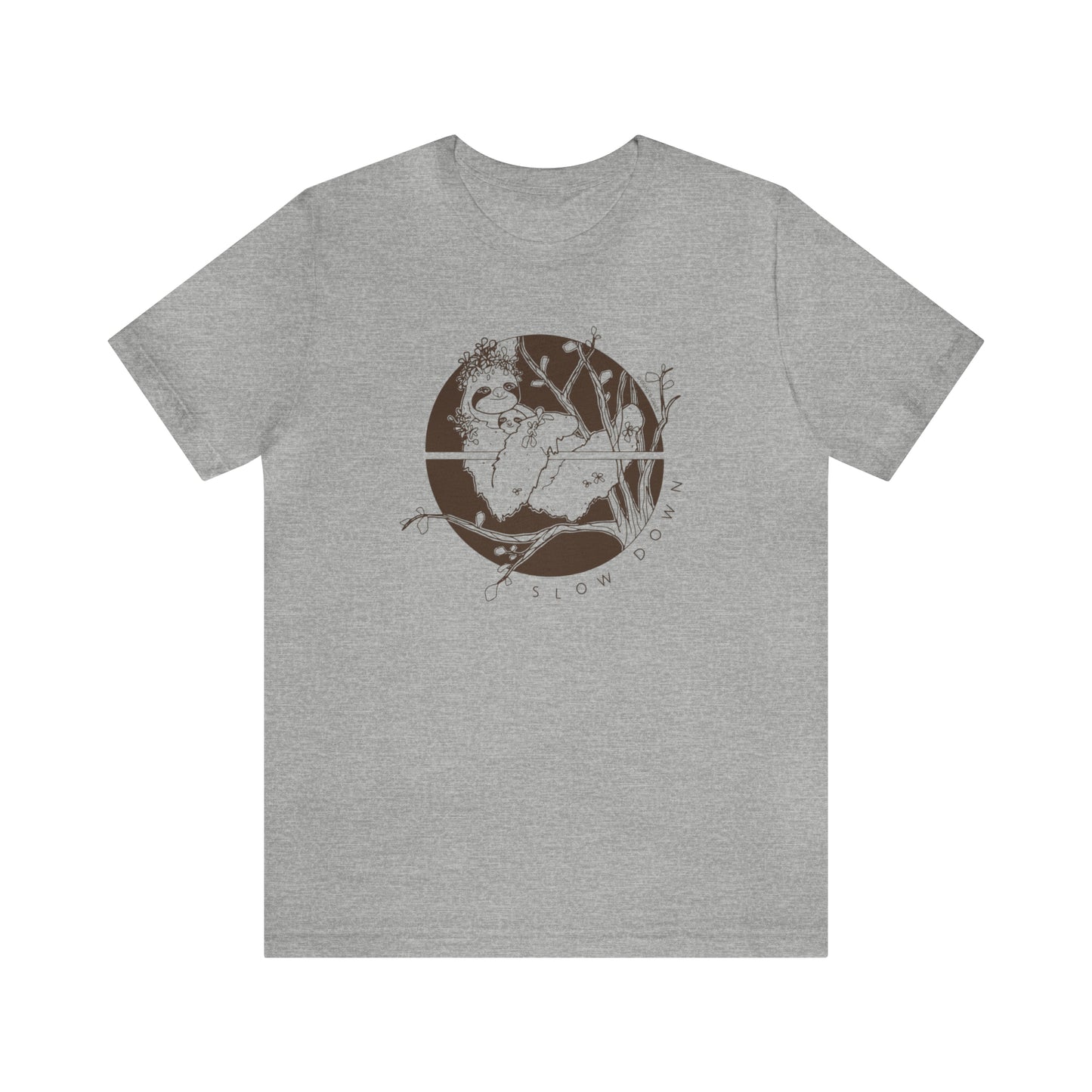 'SLOW DOWN MAMA SLOTH' MOM T-SHIRT | DARK BROWN INK