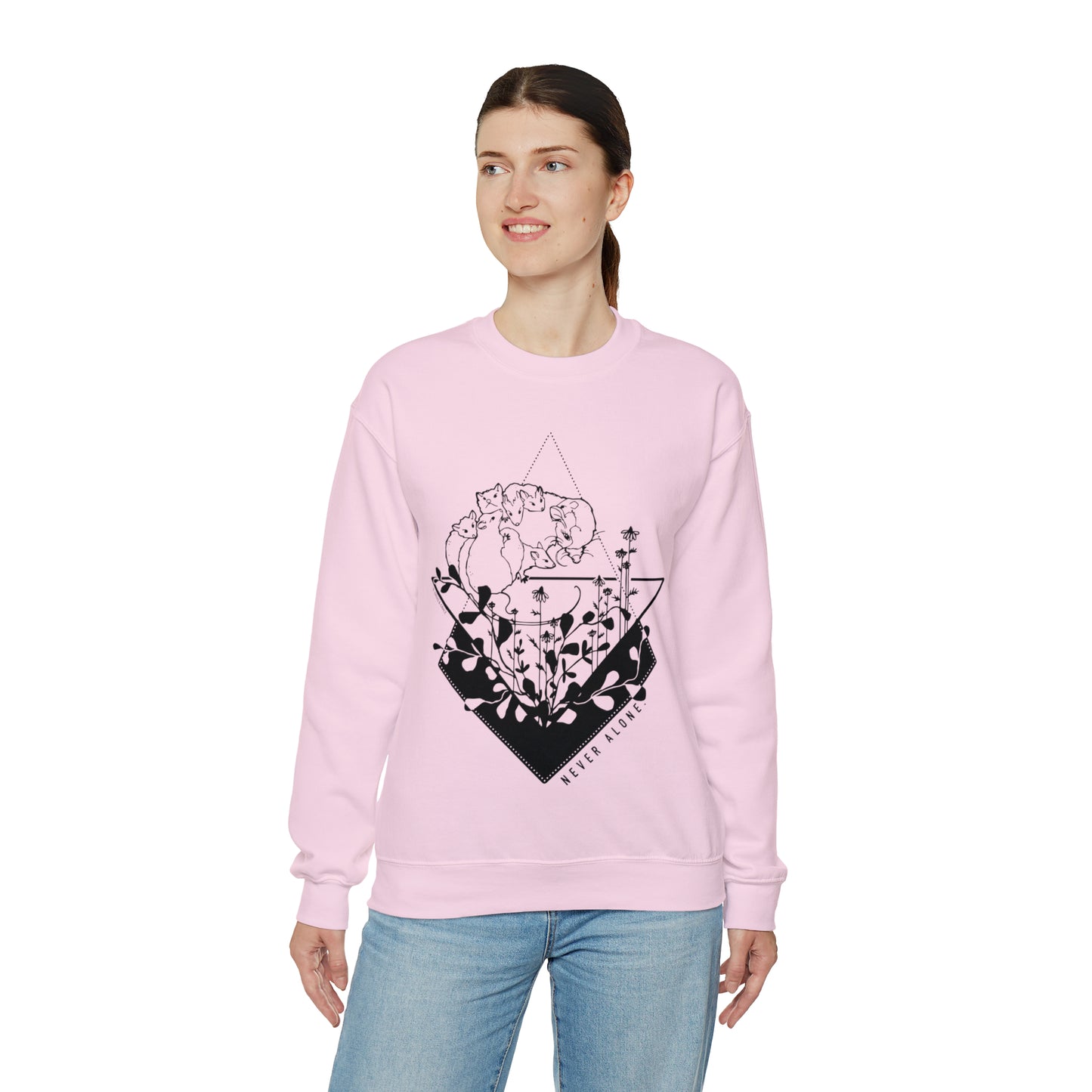 'NEVER ALONE' MOM SWEATSHIRT