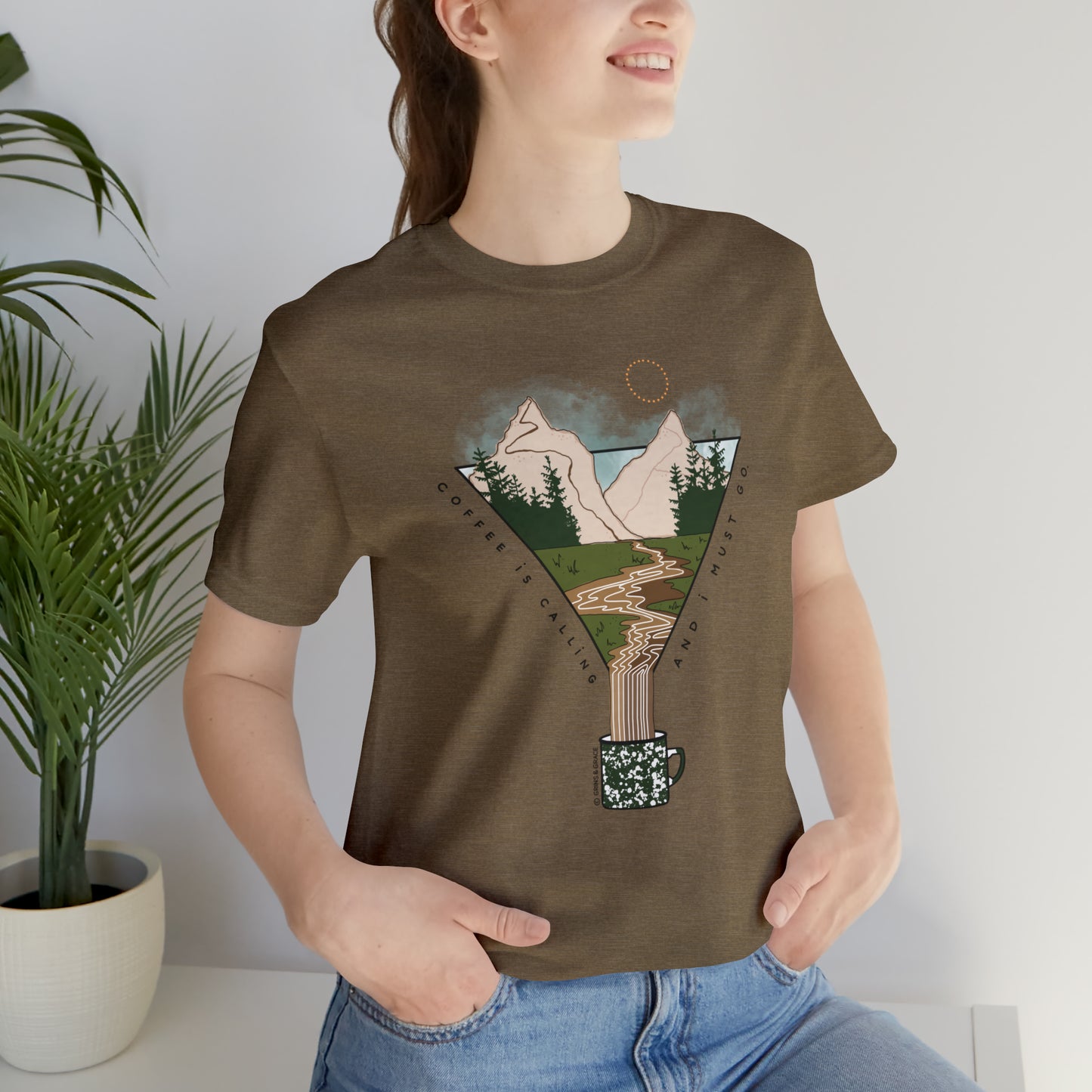 'COFFEE IS CALLING AND I MUST GO' UNISEX T-SHIRT | FULL COLOR