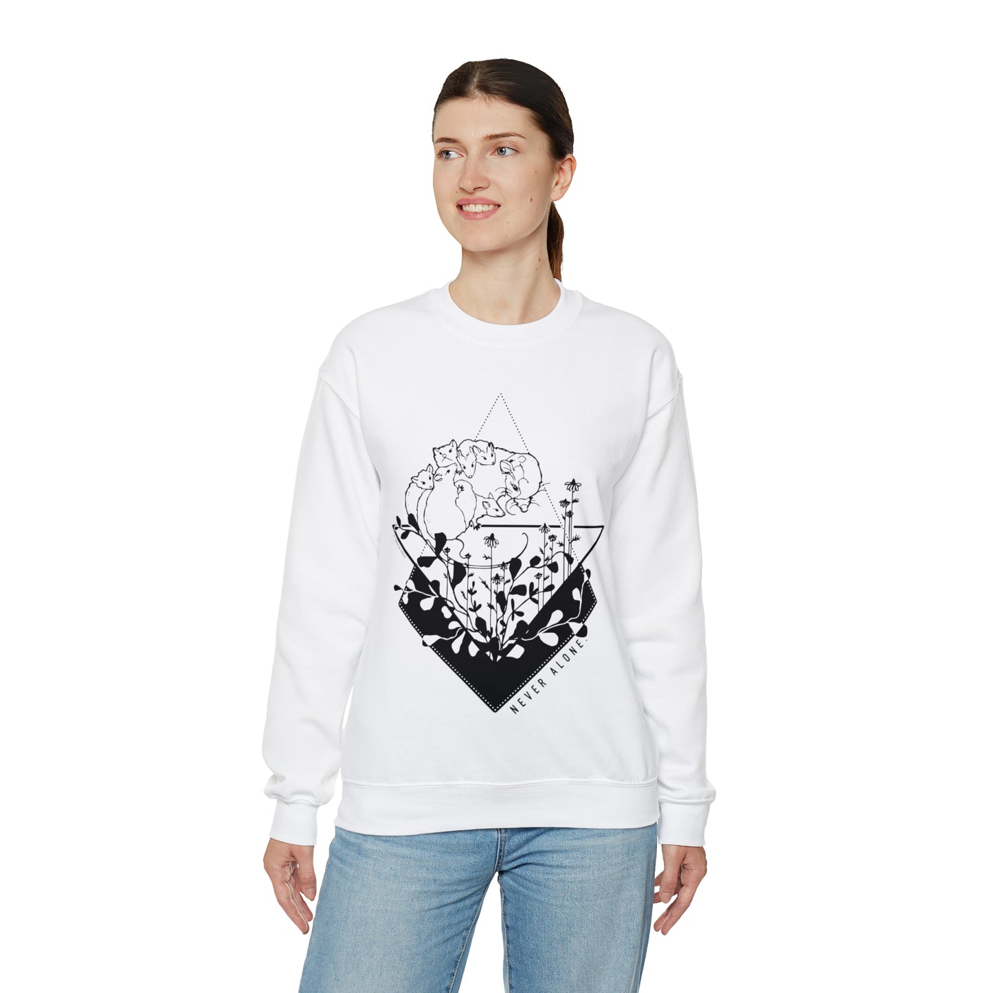 'NEVER ALONE' MOM SWEATSHIRT