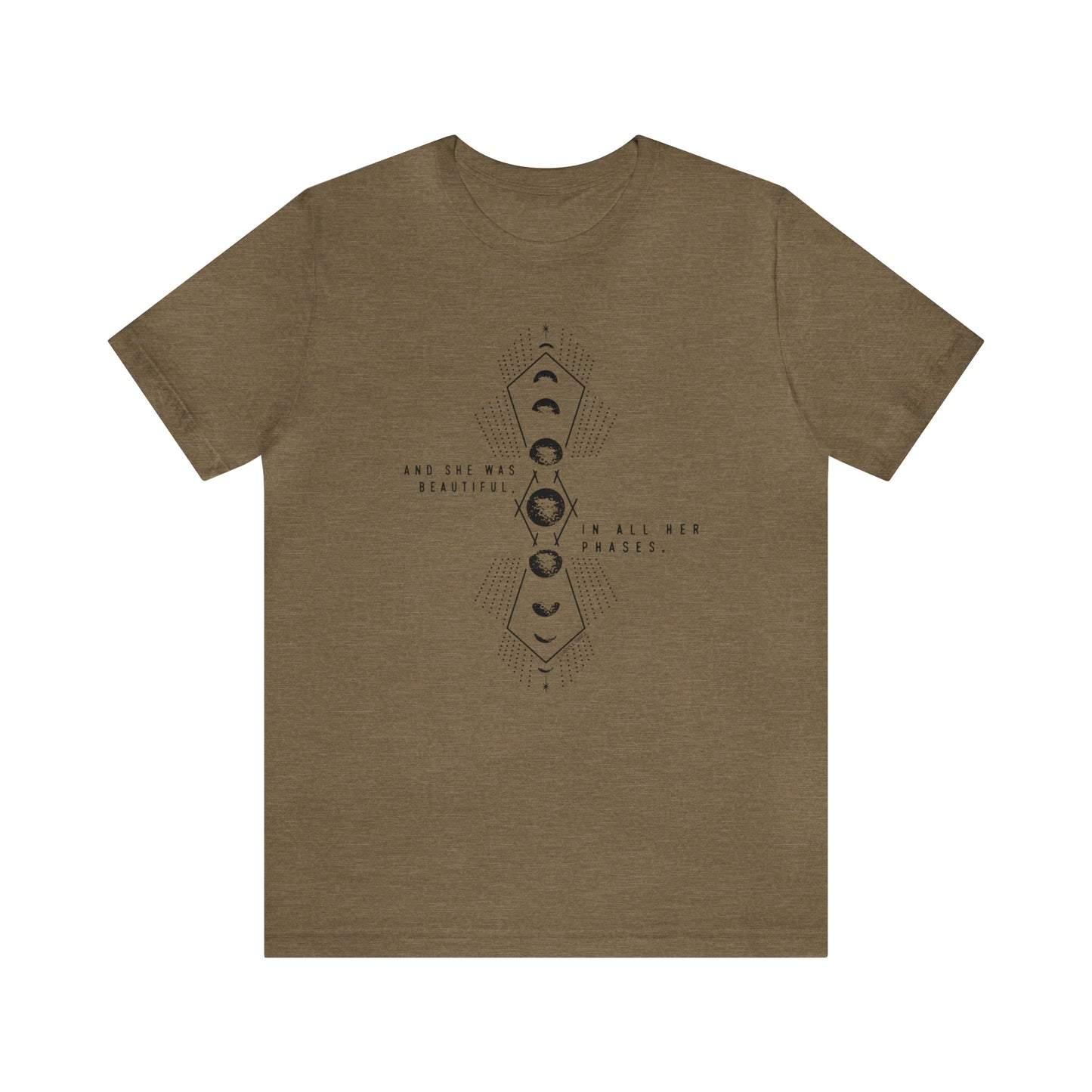 'AND SHE WAS BEAUTIFUL IN ALL HER PHASES' MOON PHASE WOMENS T-SHIRT